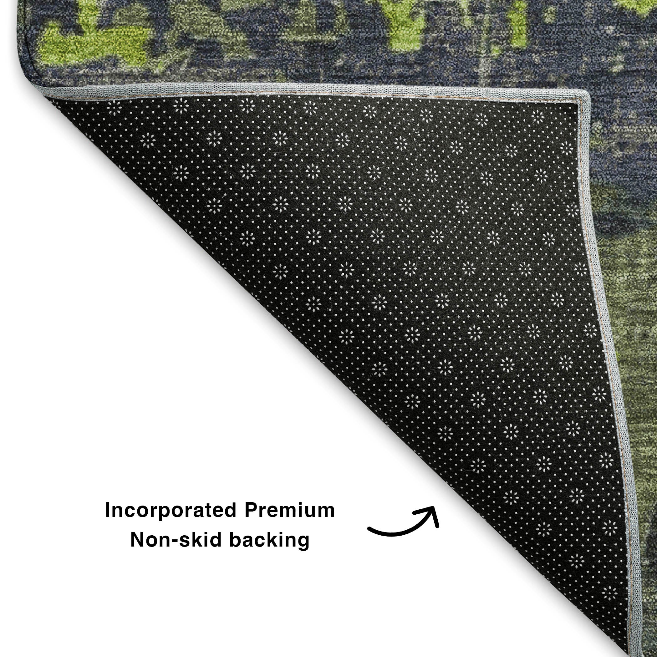 Kathmandu Machine Washable Transitional Lime Green Rug 1'8" x 2'6" #shape_Rectangle