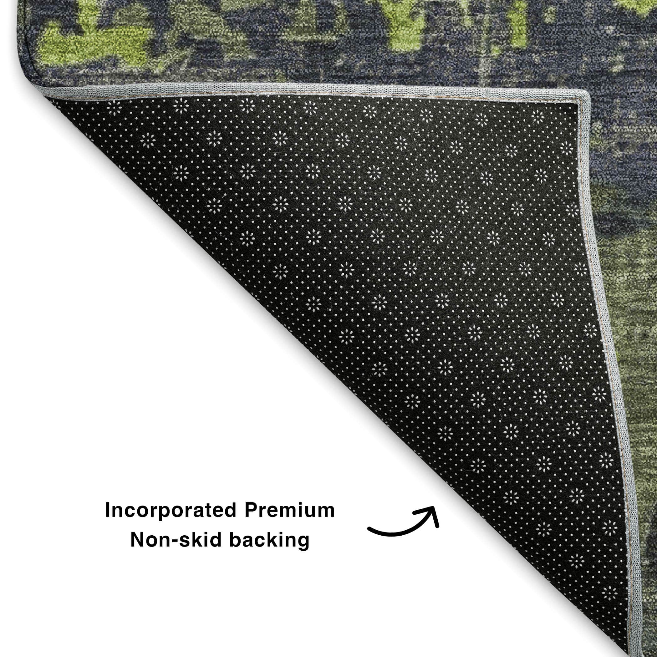 Kathmandu Machine Washable Transitional Lime Green Rug 1'8" x 2'6" #shape_Rectangle