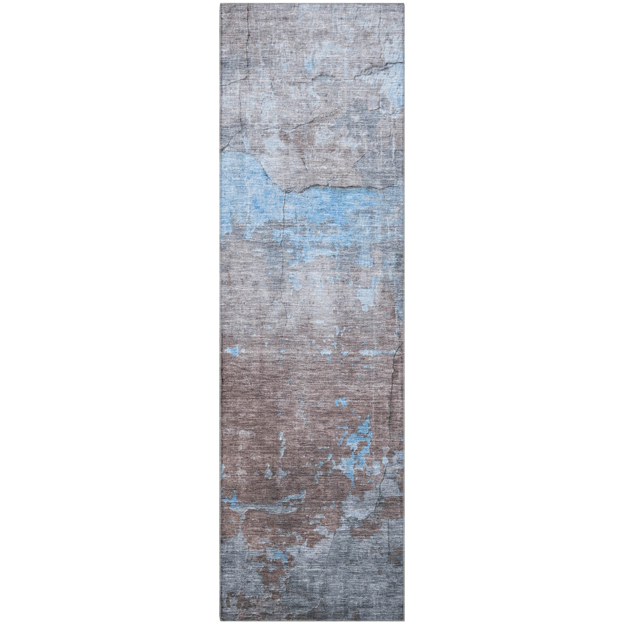 Kathmandu Machine Washable Transitional Sky Blue Rug 2'3" x 7'6" #shape_Runner