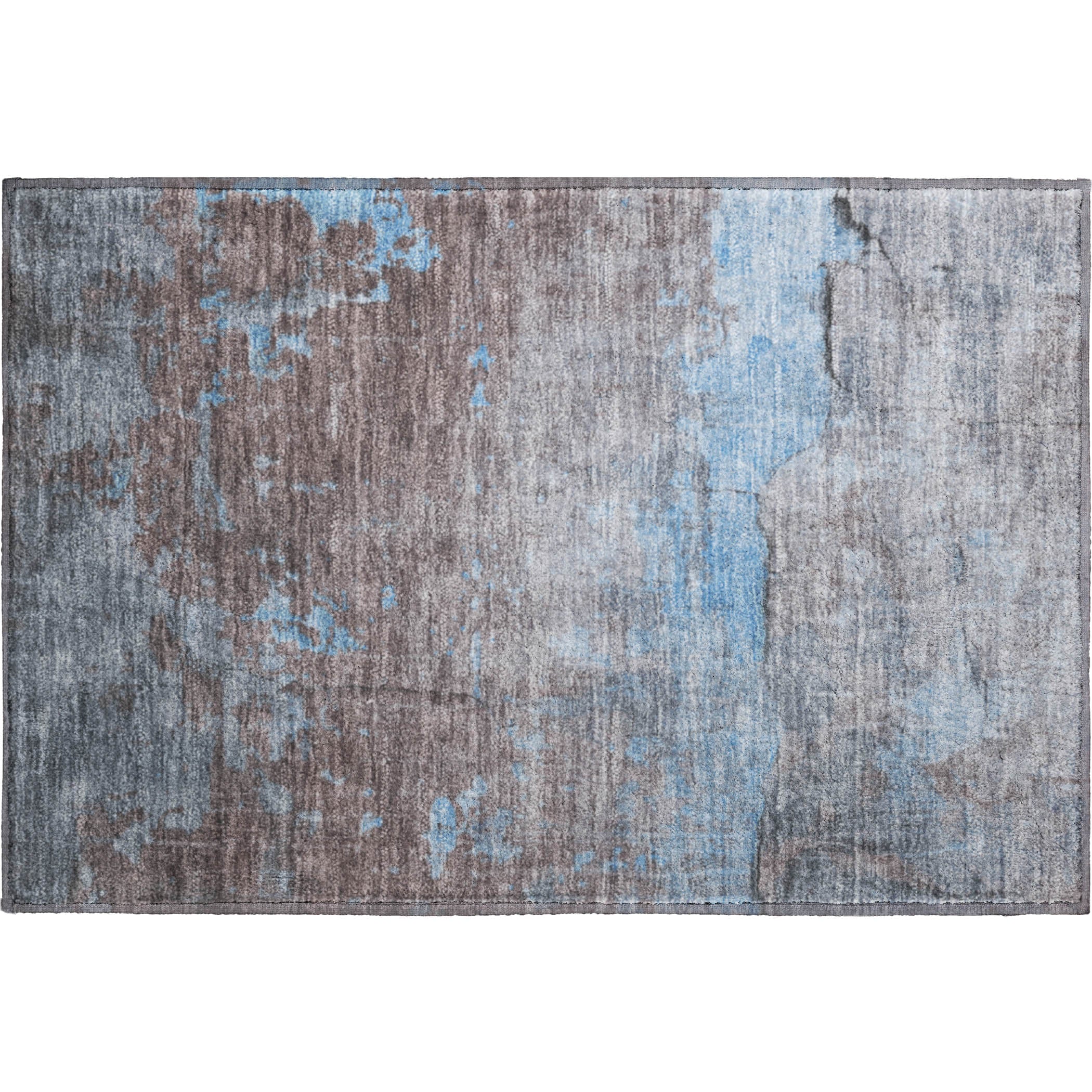 Kathmandu Machine Washable Transitional Sky Blue Rug 1'8" x 2'6" #shape_Rectangle