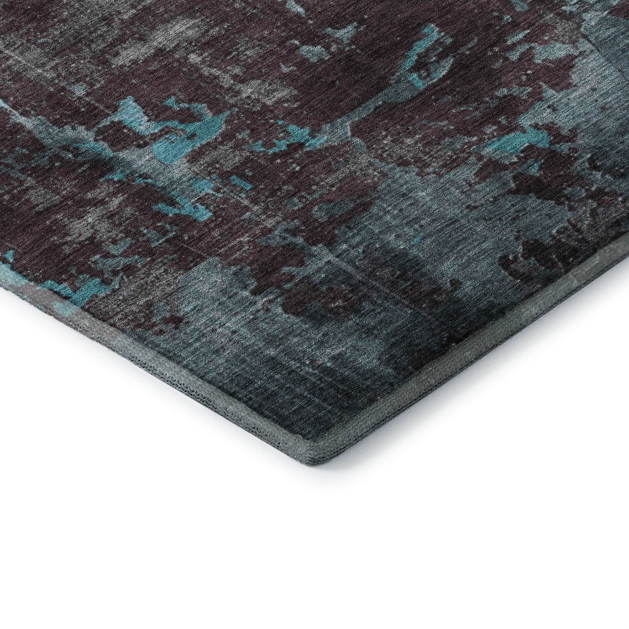 Kathmandu Machine Washable Transitional Teal Rug 1'8" x 2'6" #shape_Rectangle