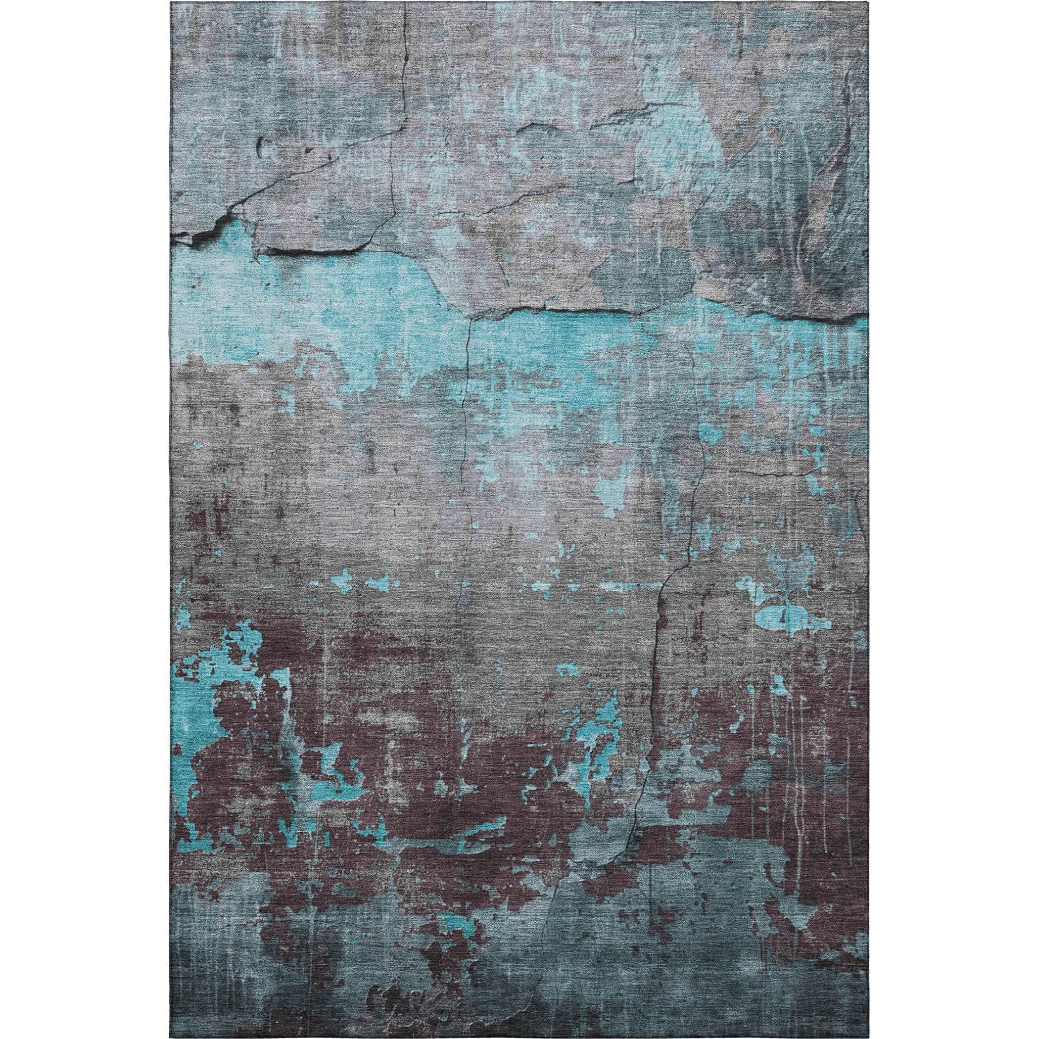 Kathmandu Machine Washable Transitional Teal Rug 2'6" x 3'10" #shape_Rectangle