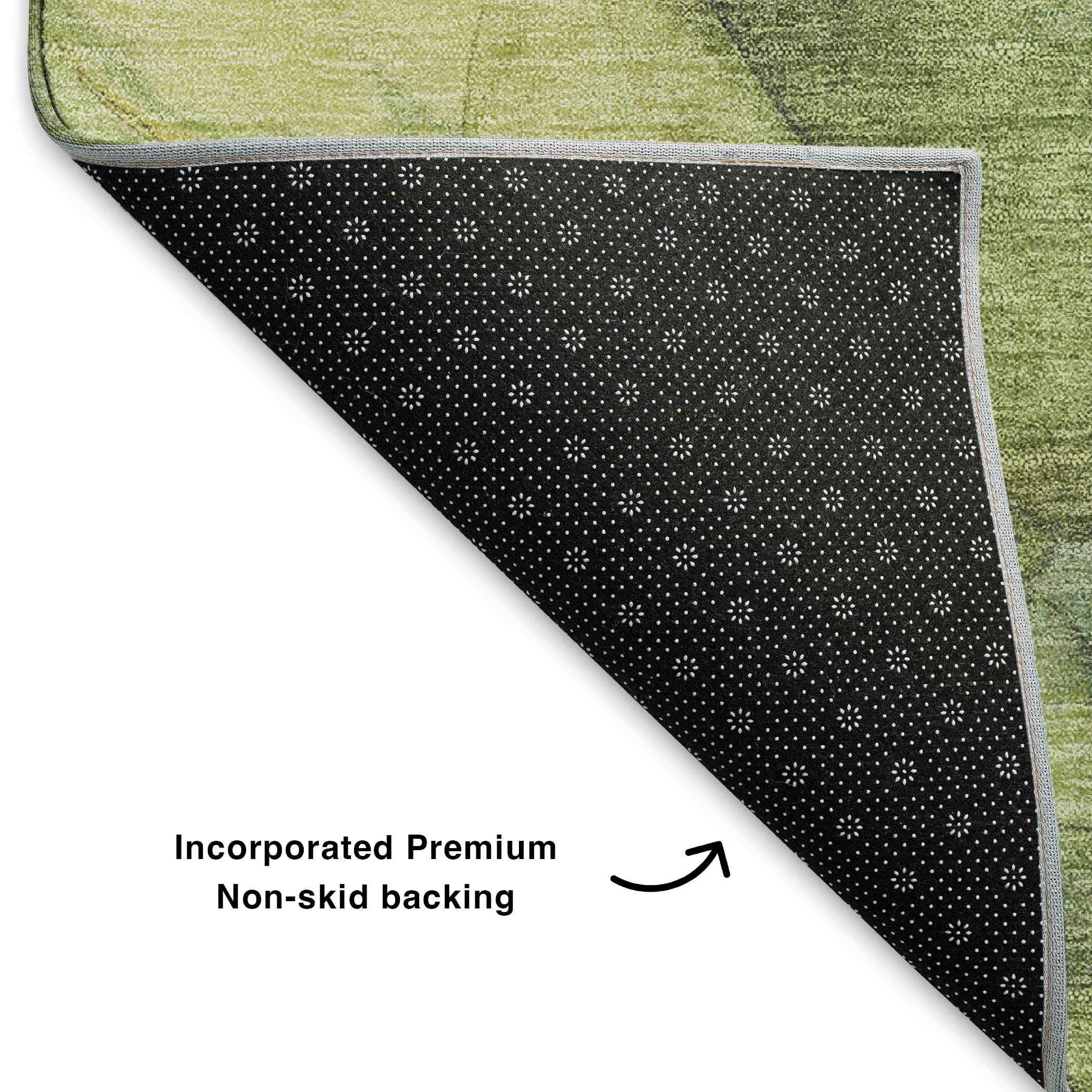 Antigua Machine Washable Transitional Green Rug 1'8" x 2'6" #shape_Rectangle