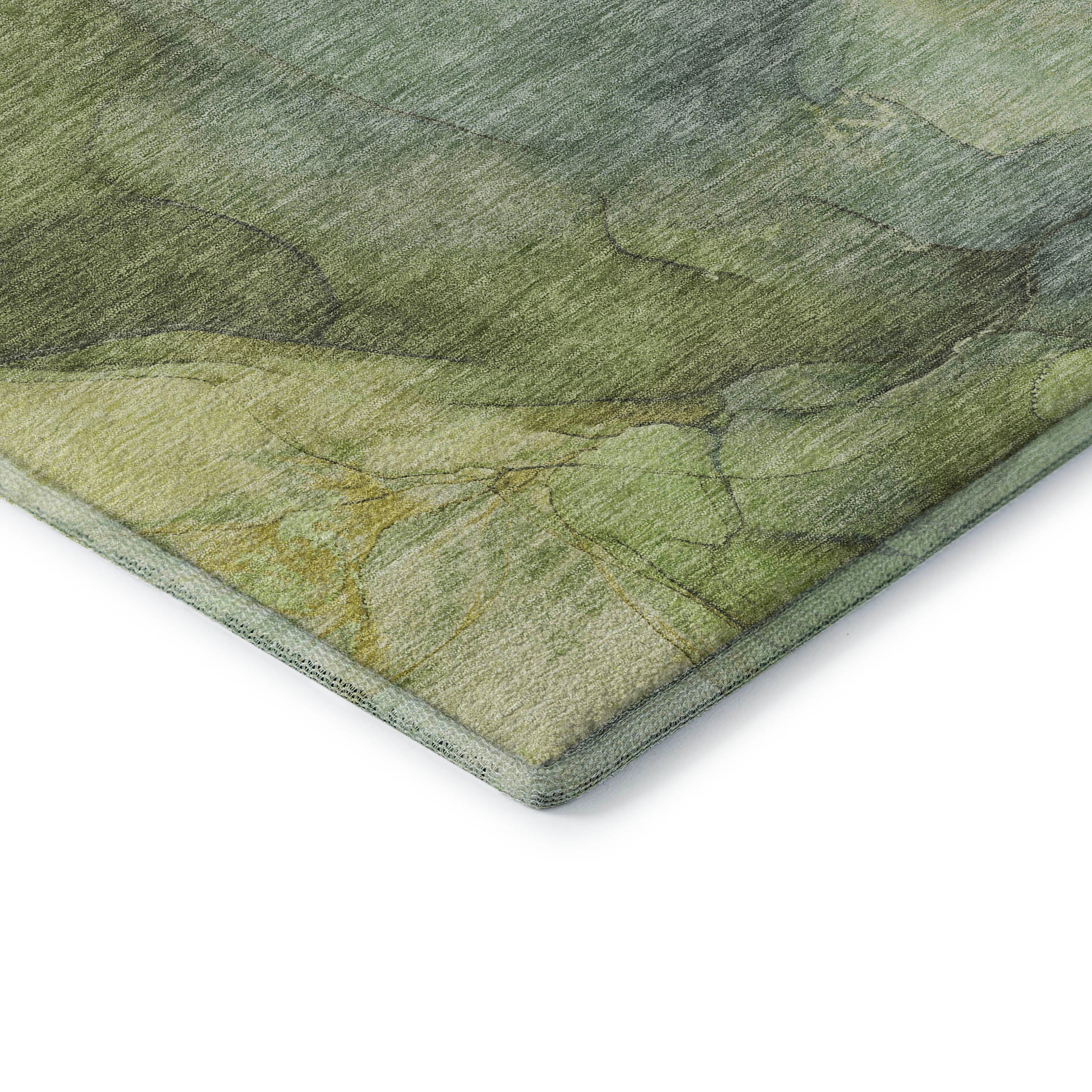 Antigua Machine Washable Transitional Green Rug 1'8" x 2'6" #shape_Rectangle