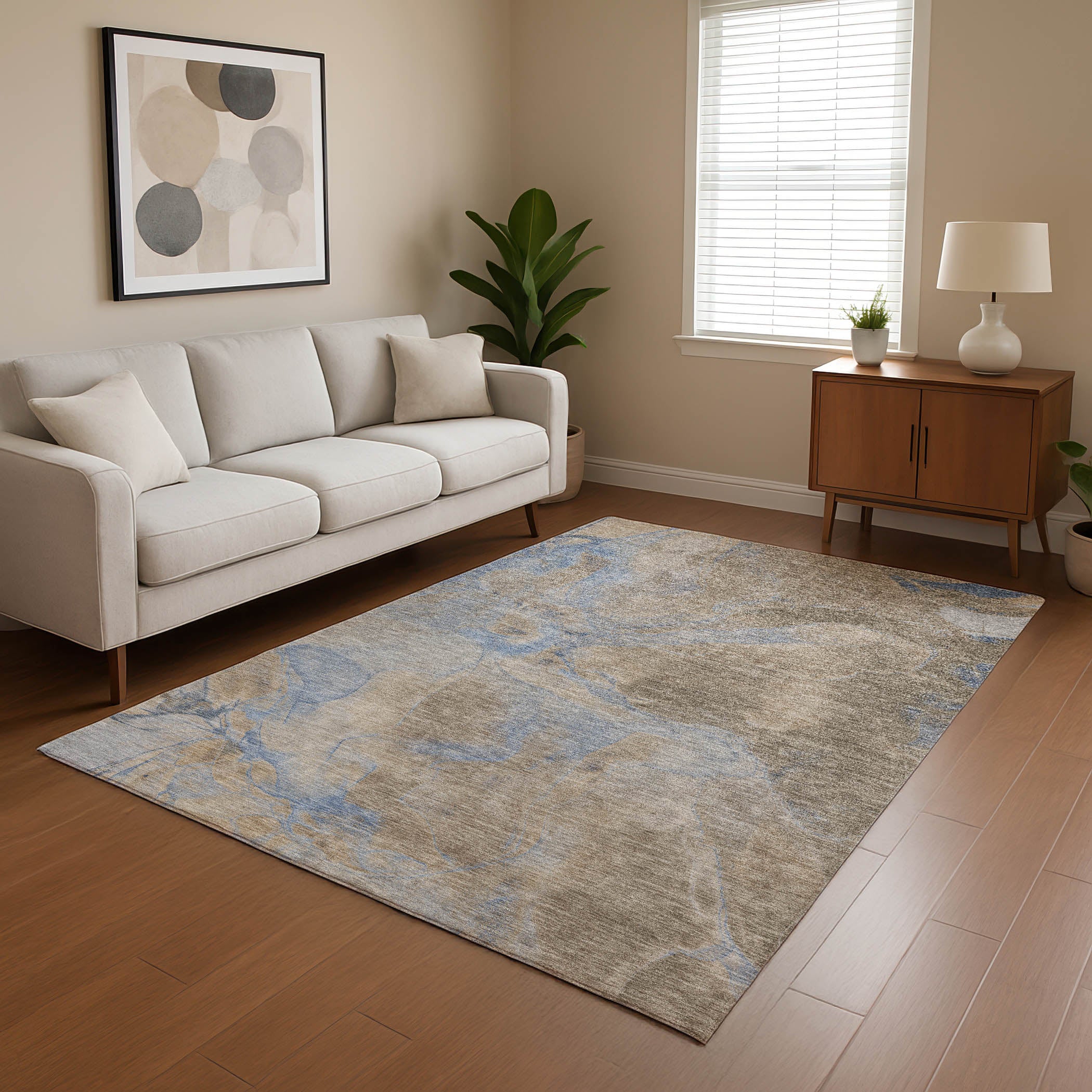 Antigua Machine Washable Transitional Taupe Brown Rug 2'6" x 3'10" #shape_Rectangle