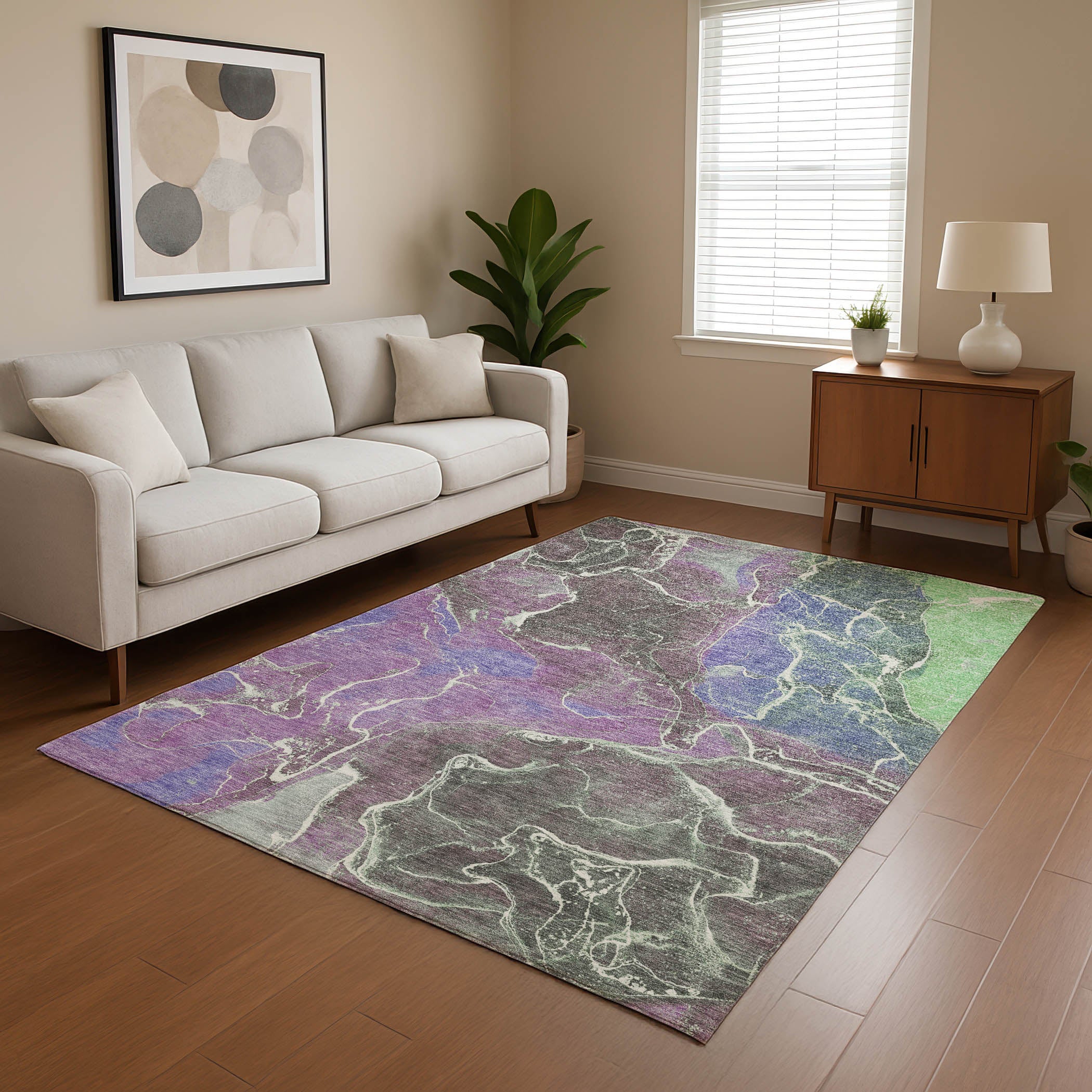 Colombo Machine Washable Transitional Purple Rug 2'6" x 3'10" #shape_Rectangle