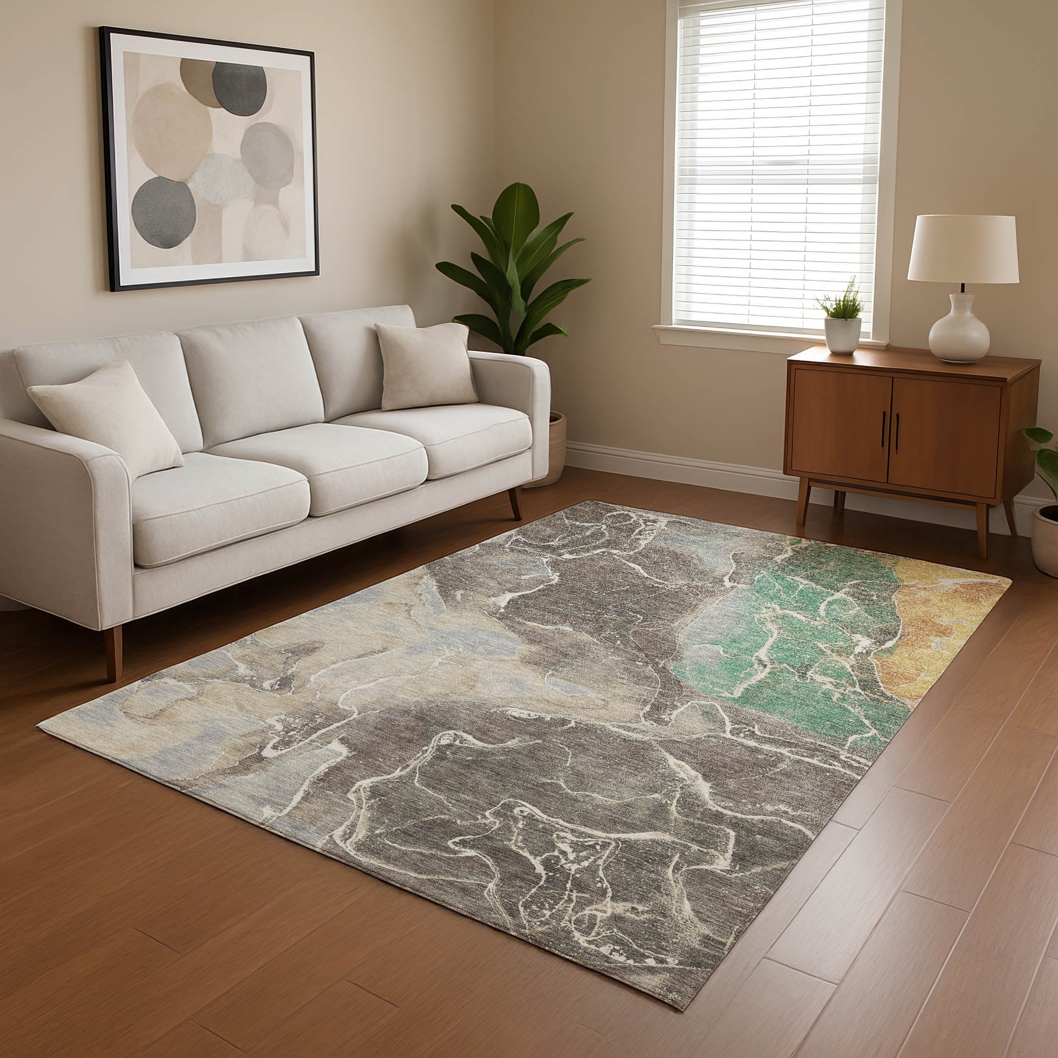 Colombo Machine Washable Transitional Taupe Brown Rug 2'6" x 3'10" #shape_Rectangle