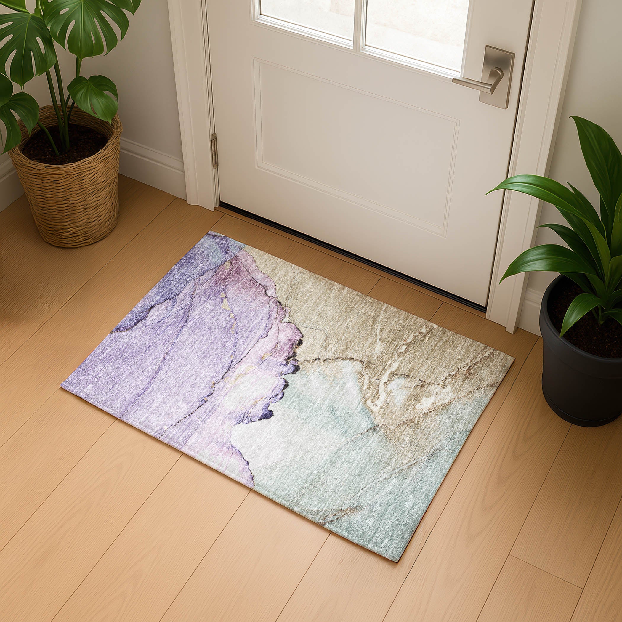 Bruges Machine Washable Transitional Lavender Purple Rug 1'8" x 2'6" #shape_Rectangle