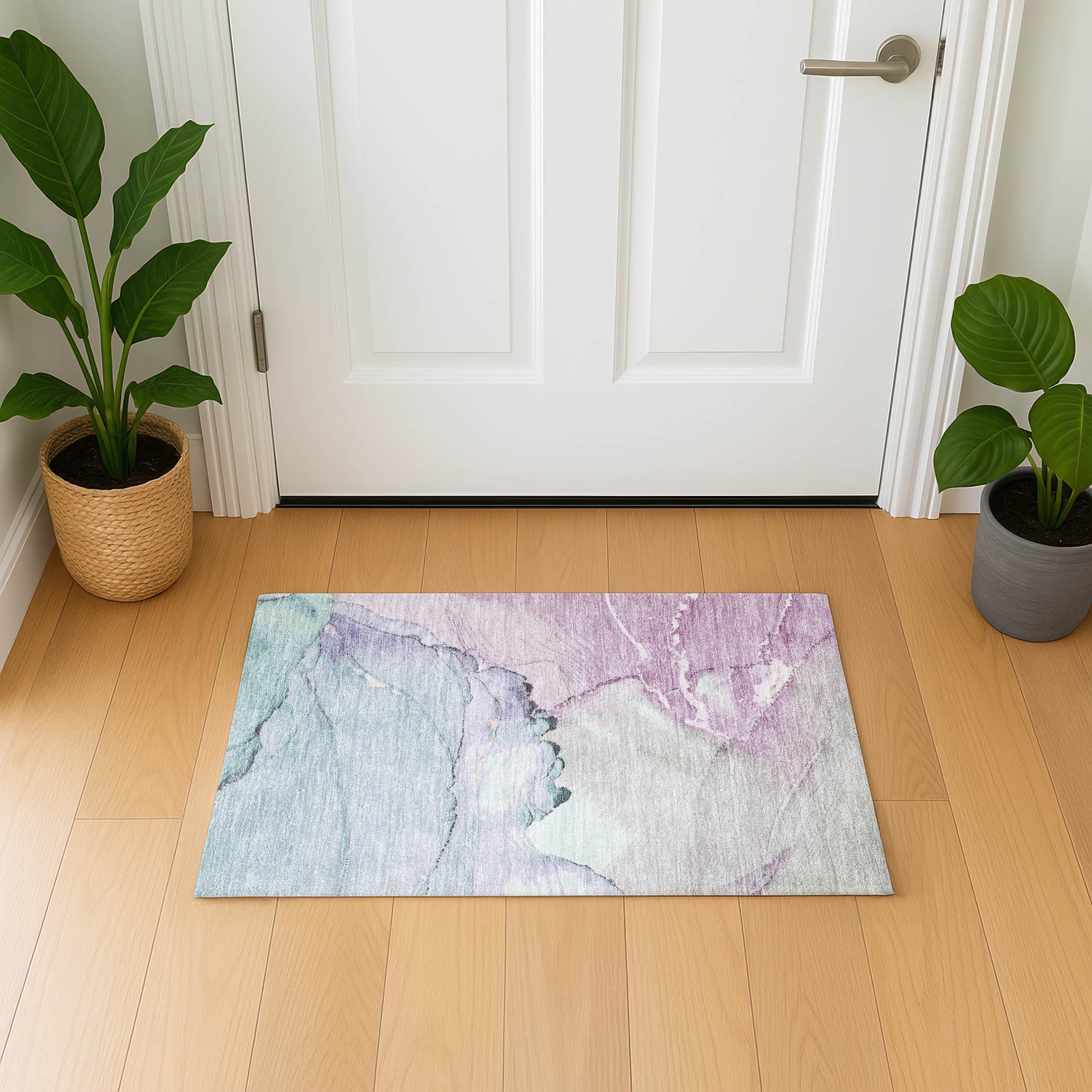 Bruges Machine Washable Transitional Seafoam Blue Rug 1'8" x 2'6" #shape_Rectangle