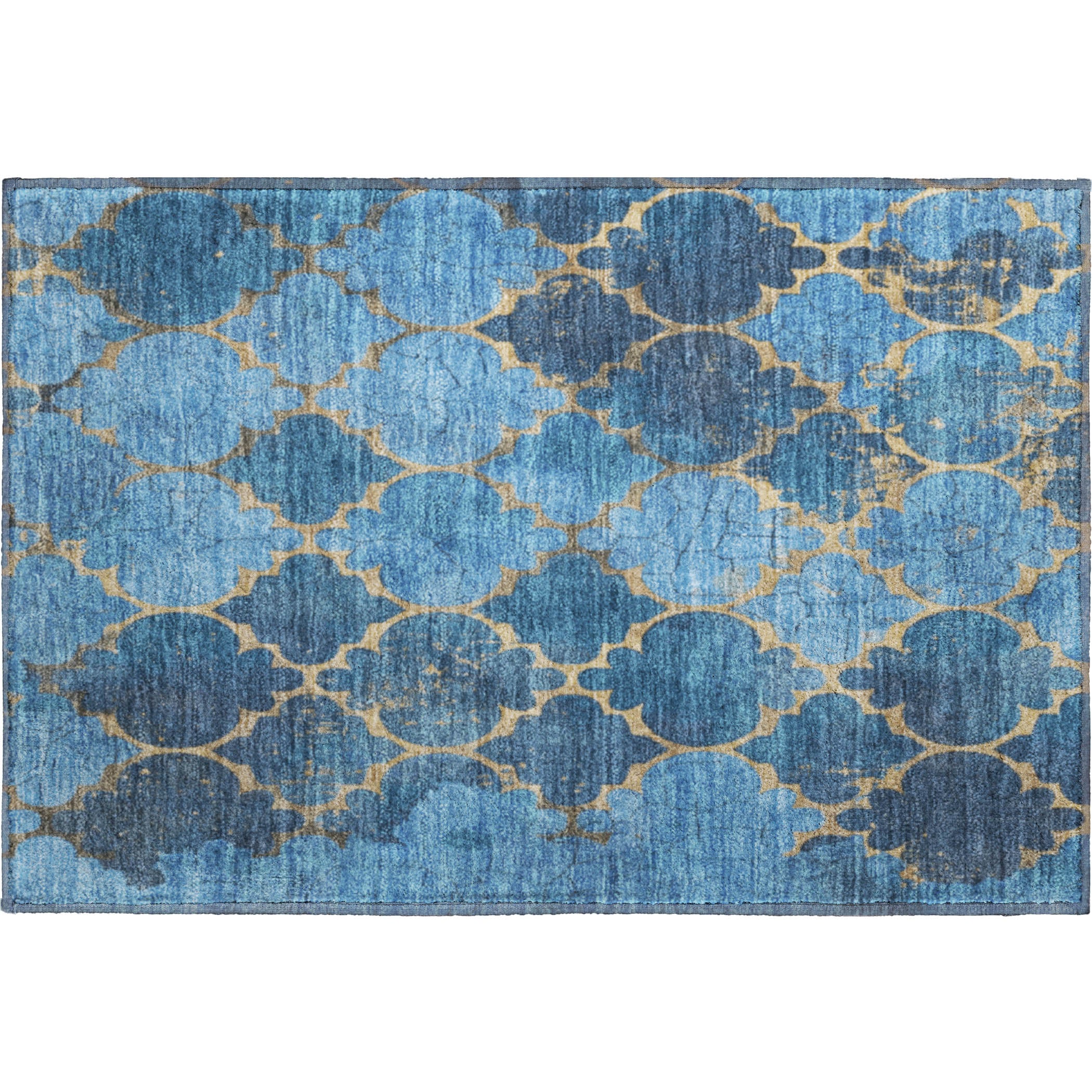 Florence Machine Washable Transitional Blue Rug 1'8" x 2'6" #shape_Rectangle