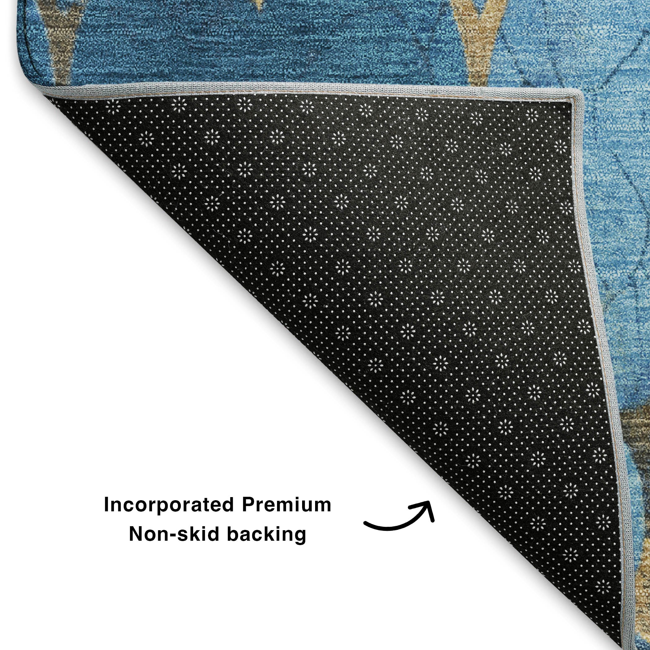 Florence Machine Washable Transitional Blue Rug 1'8" x 2'6" #shape_Rectangle