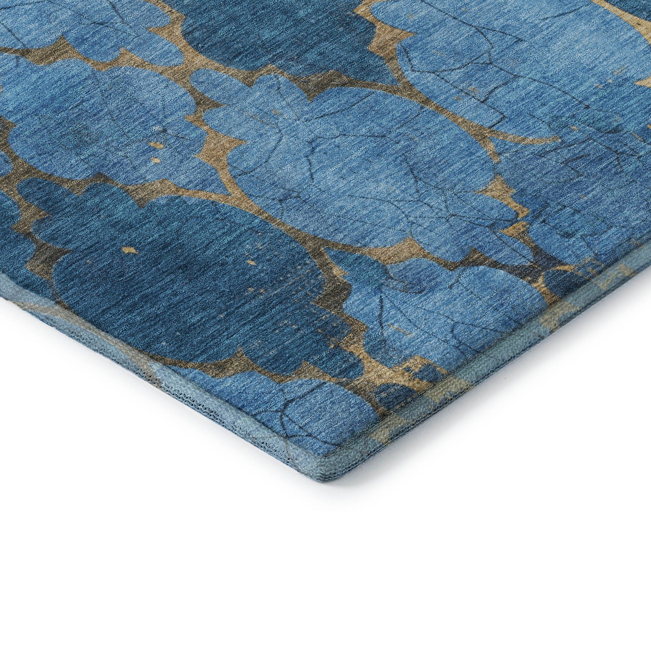 Florence Machine Washable Transitional Blue Rug 1'8" x 2'6" #shape_Rectangle