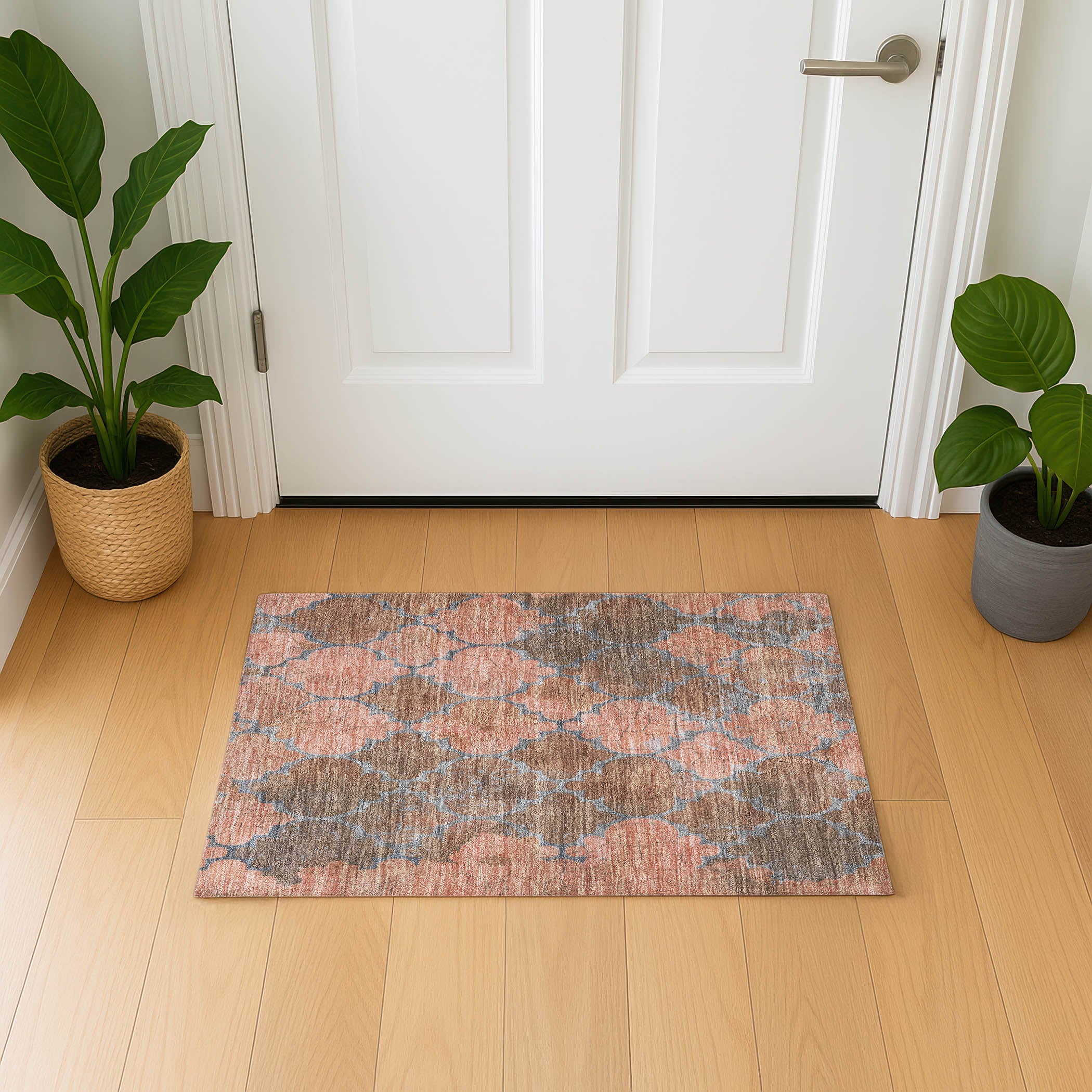 Florence Machine Washable Transitional Copper Orange Rug 1'8" x 2'6" #shape_Rectangle
