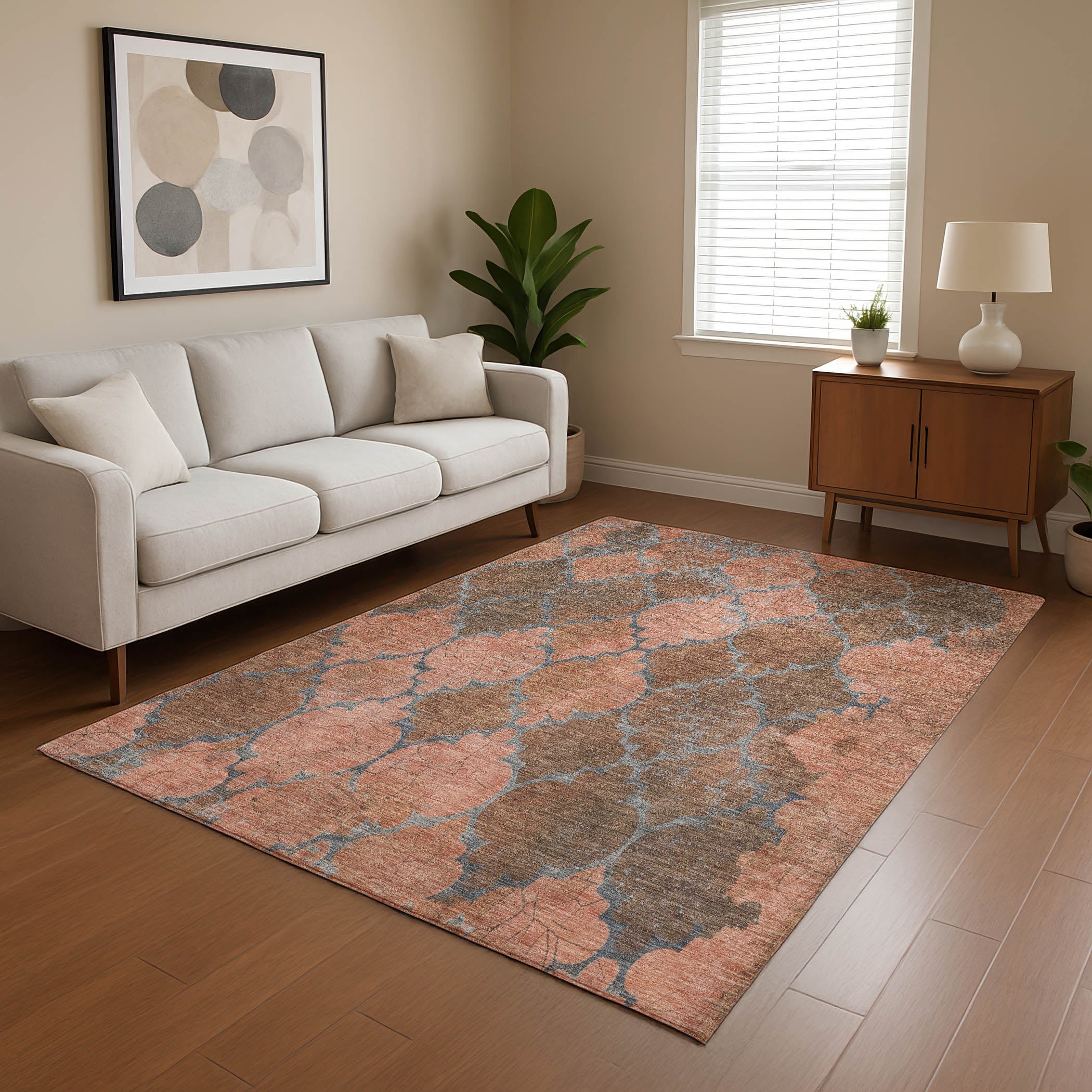 Florence Machine Washable Transitional Copper Orange Rug 2'6" x 3'10" #shape_Rectangle