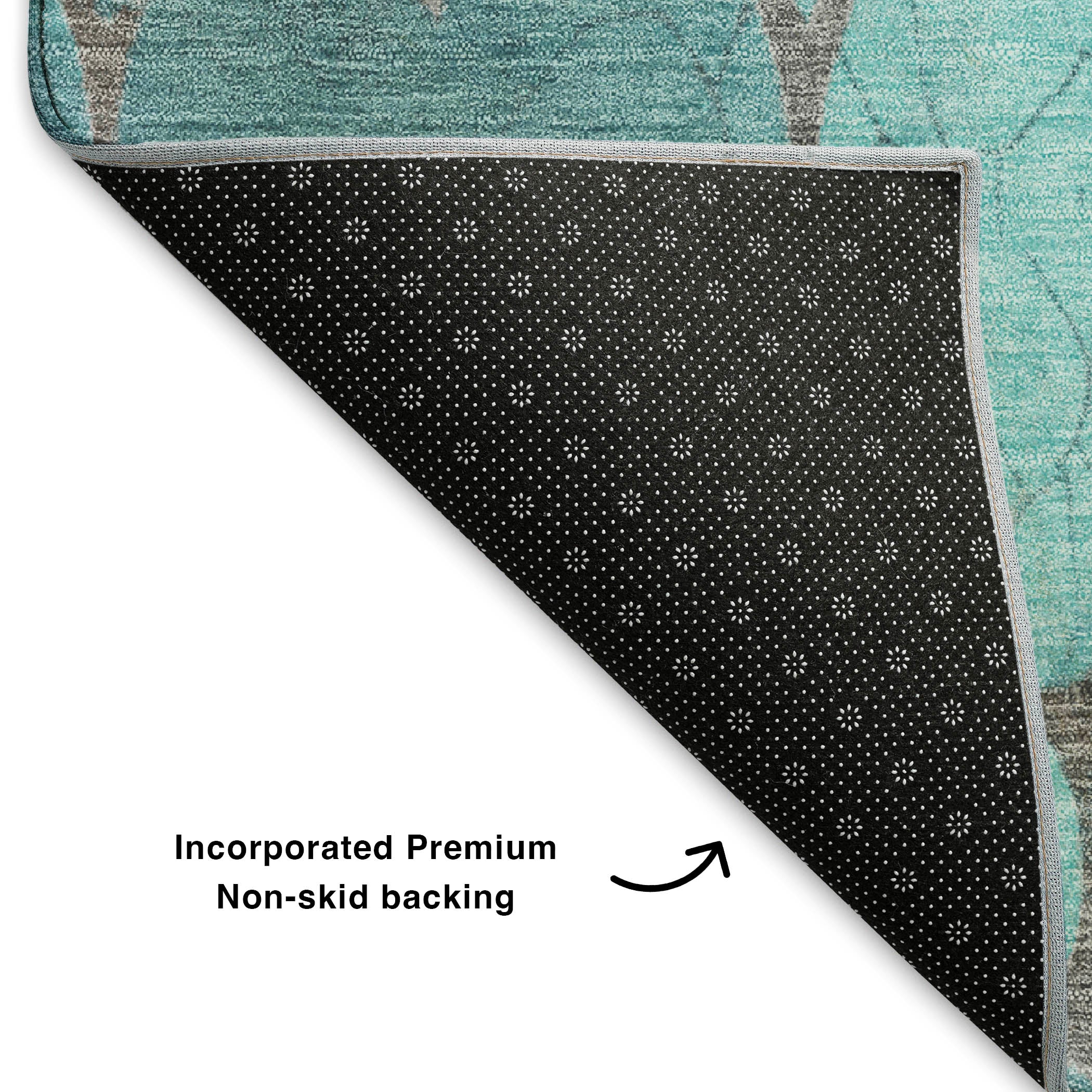 Florence Machine Washable Transitional Teal Rug 1'8" x 2'6" #shape_Rectangle