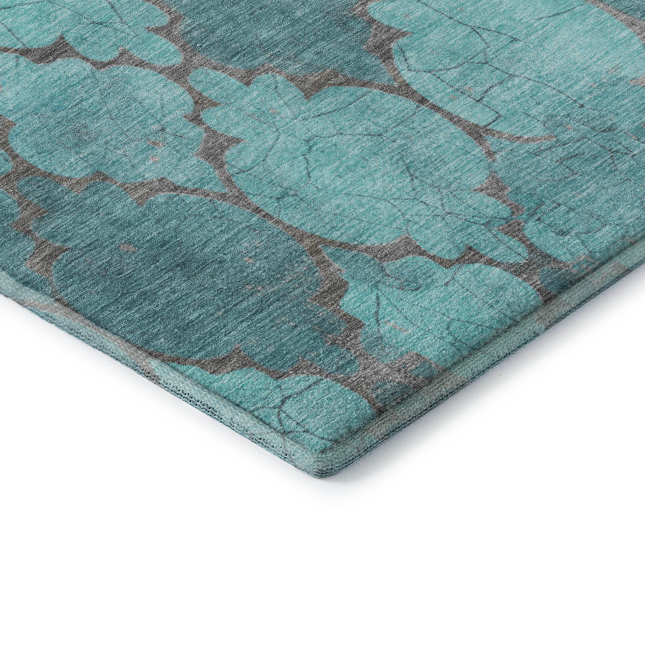 Florence Machine Washable Transitional Teal Rug 1'8" x 2'6" #shape_Rectangle