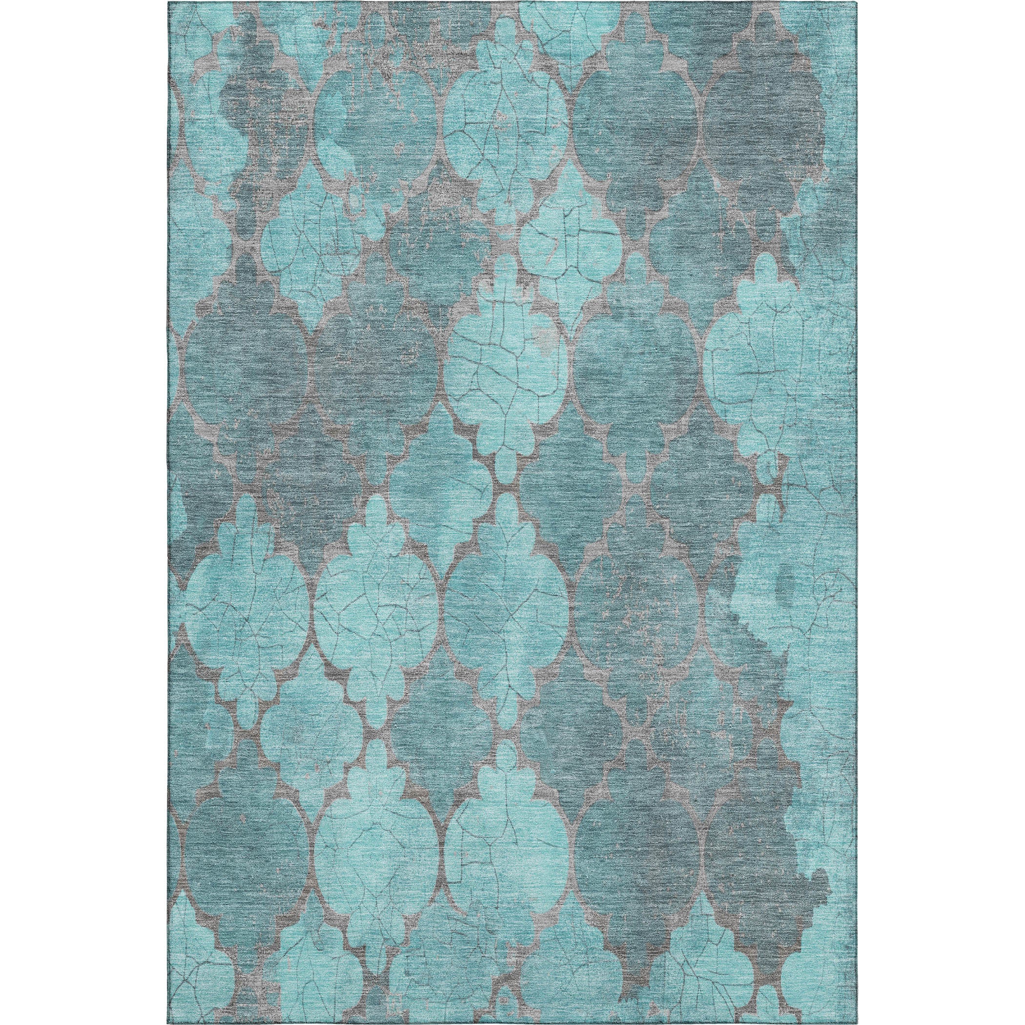 Florence Machine Washable Transitional Teal Rug 2'6" x 3'10" #shape_Rectangle
