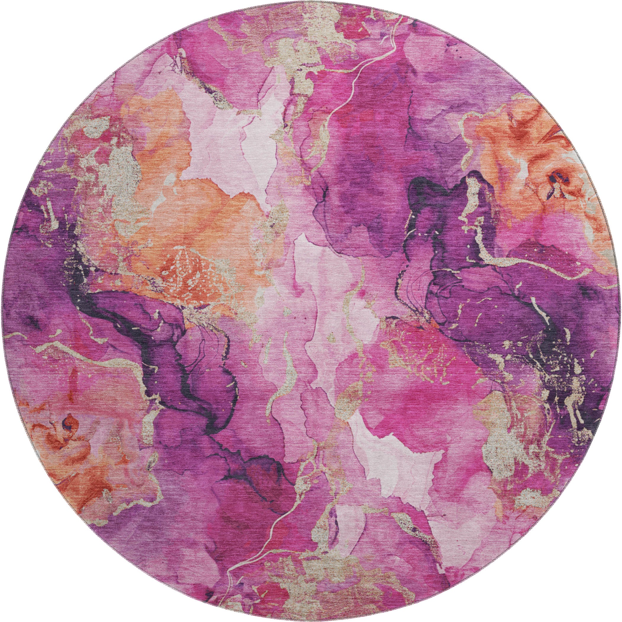 Montevideo Machine Washable Transitional Garnet Red Rug 8' x 8' #shape_Round