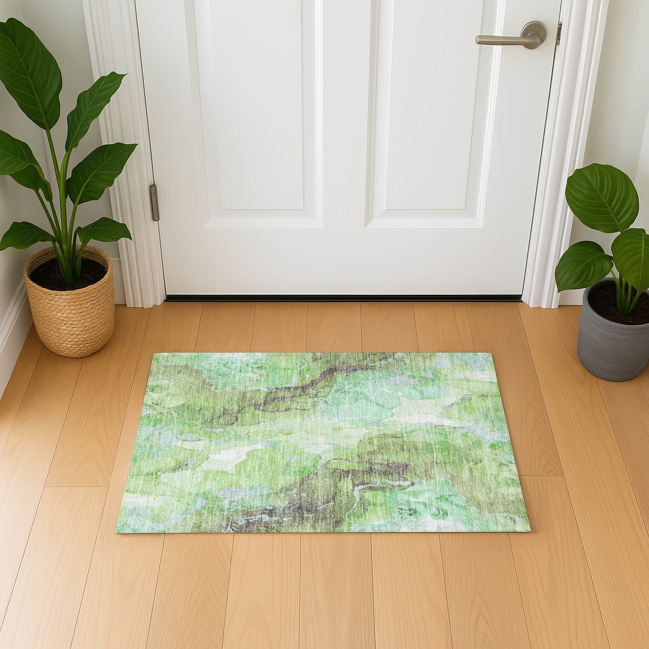 Montevideo Machine Washable Transitional Green Rug 1'8" x 2'6" #shape_Rectangle