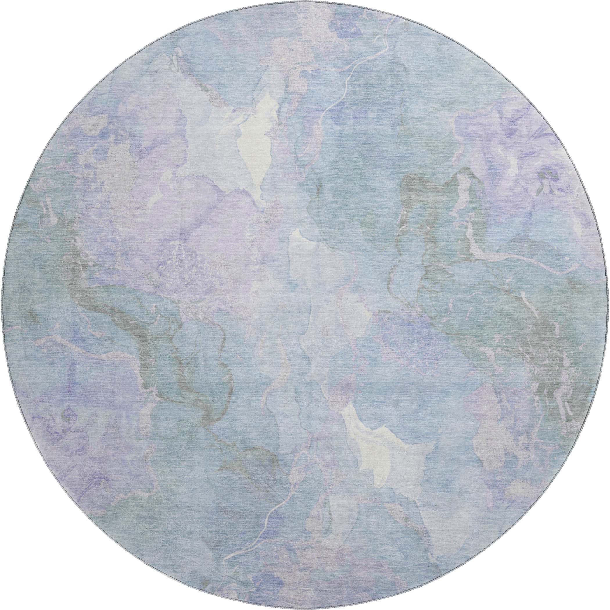 Montevideo Machine Washable Transitional Sky Blue Rug 8' x 8' #shape_Round