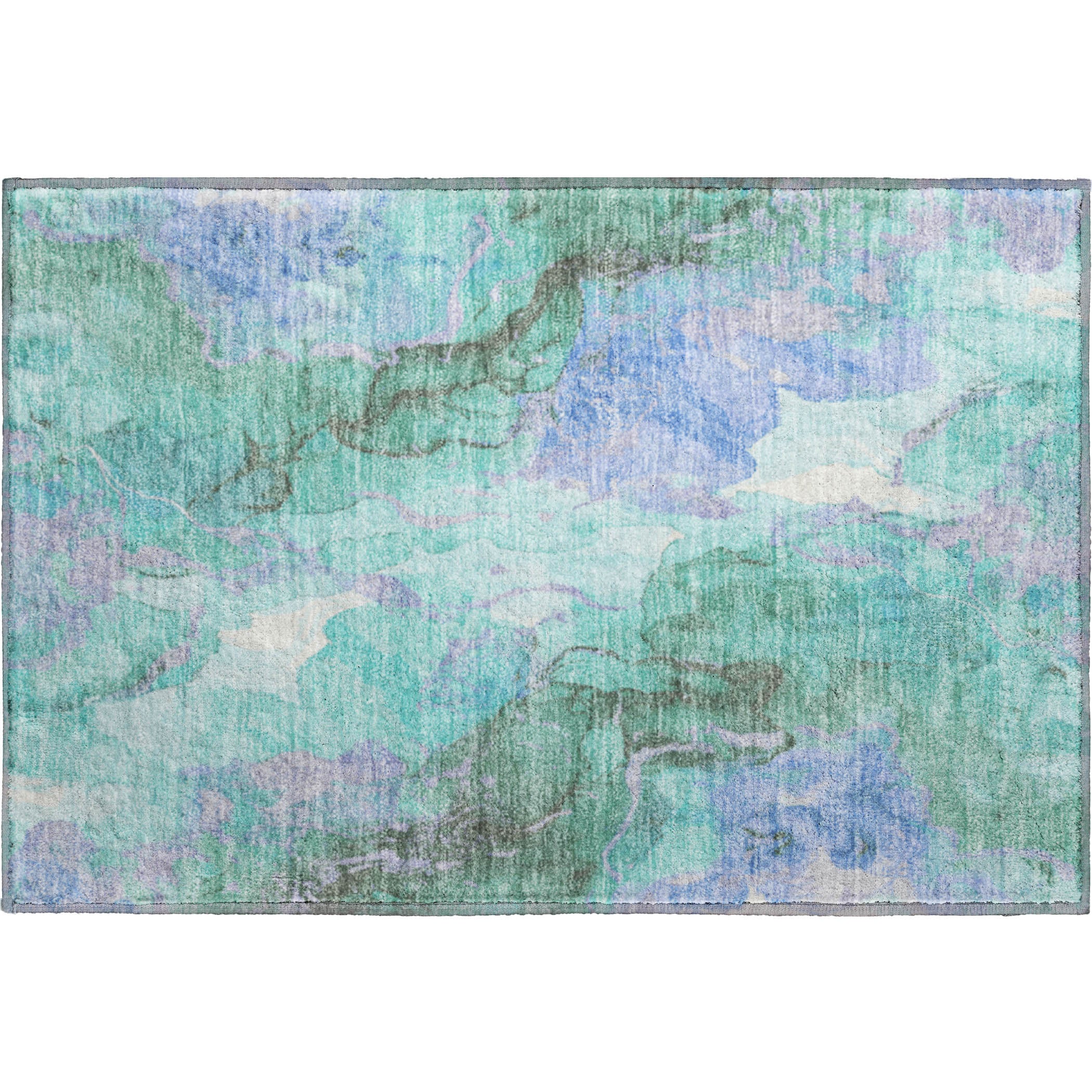 Montevideo Machine Washable Transitional Teal Rug 1'8" x 2'6" #shape_Rectangle