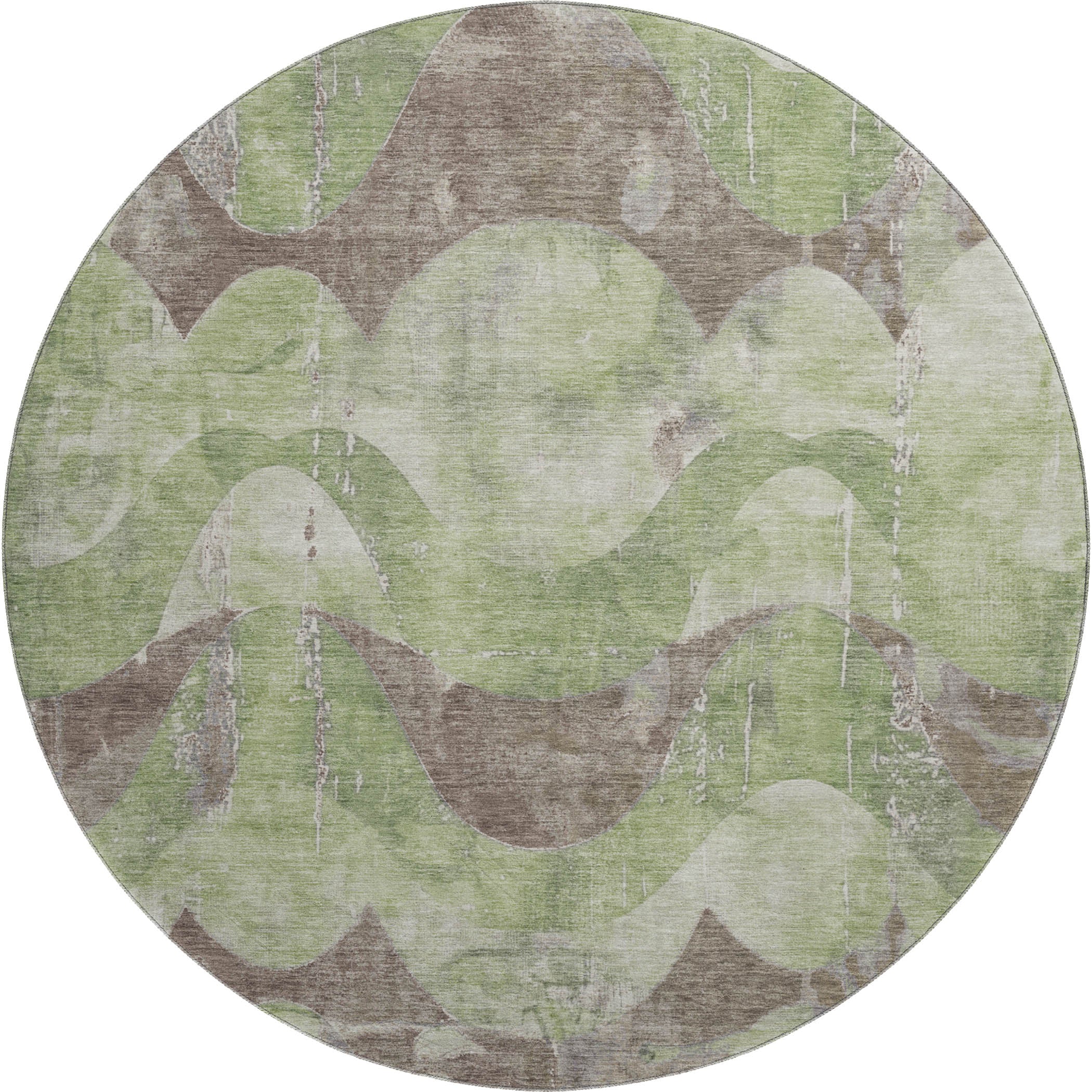 Sintra Machine Washable Transitional Aloe Green Rug 8' x 8' #shape_Round