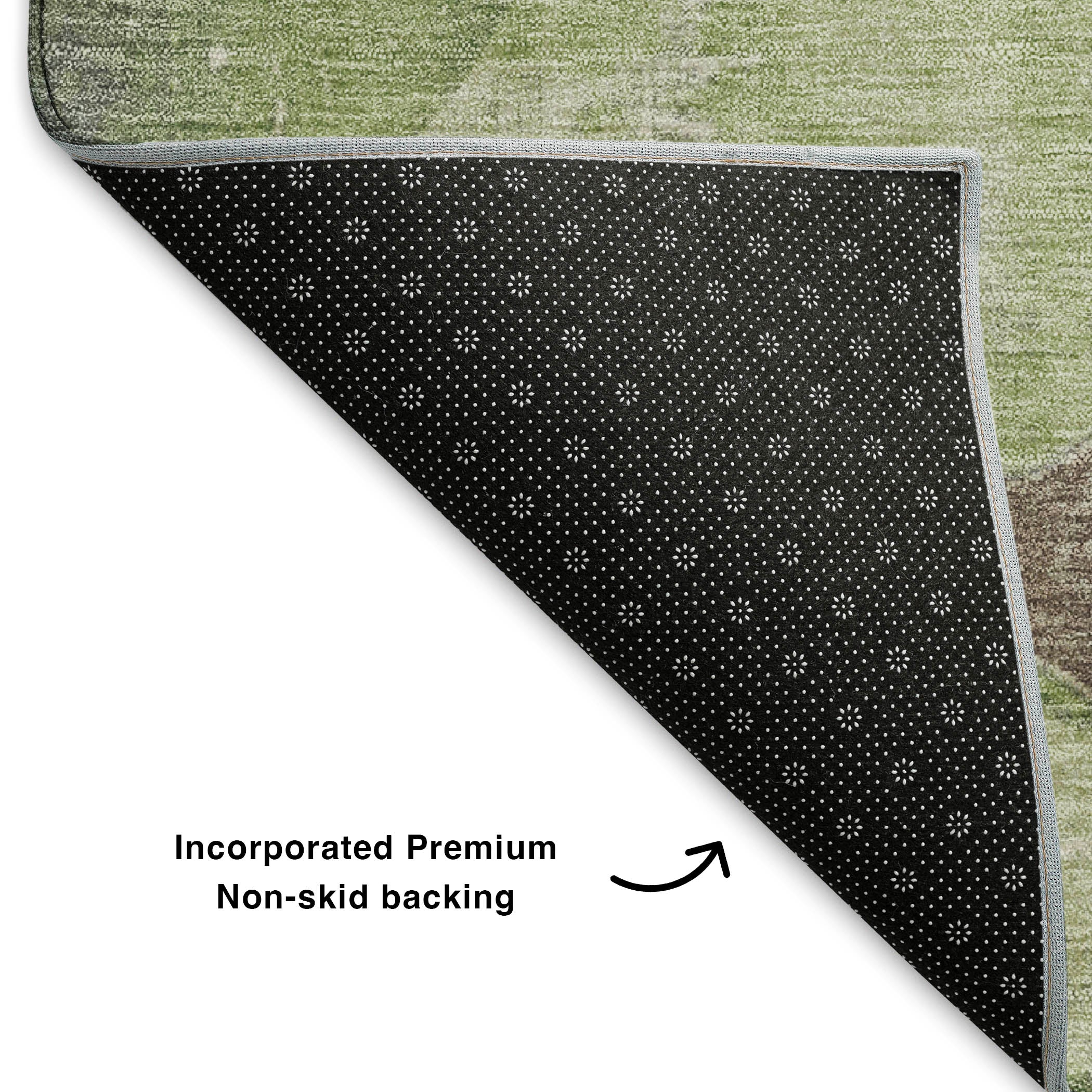 Sintra Machine Washable Transitional Aloe Green Rug 1'8" x 2'6" #shape_Rectangle