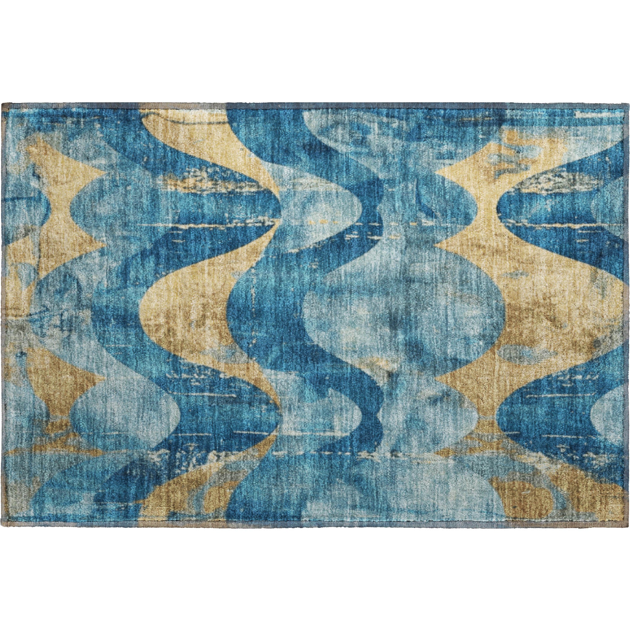 Sintra Machine Washable Transitional Teal Rug 1'8" x 2'6" #shape_Rectangle