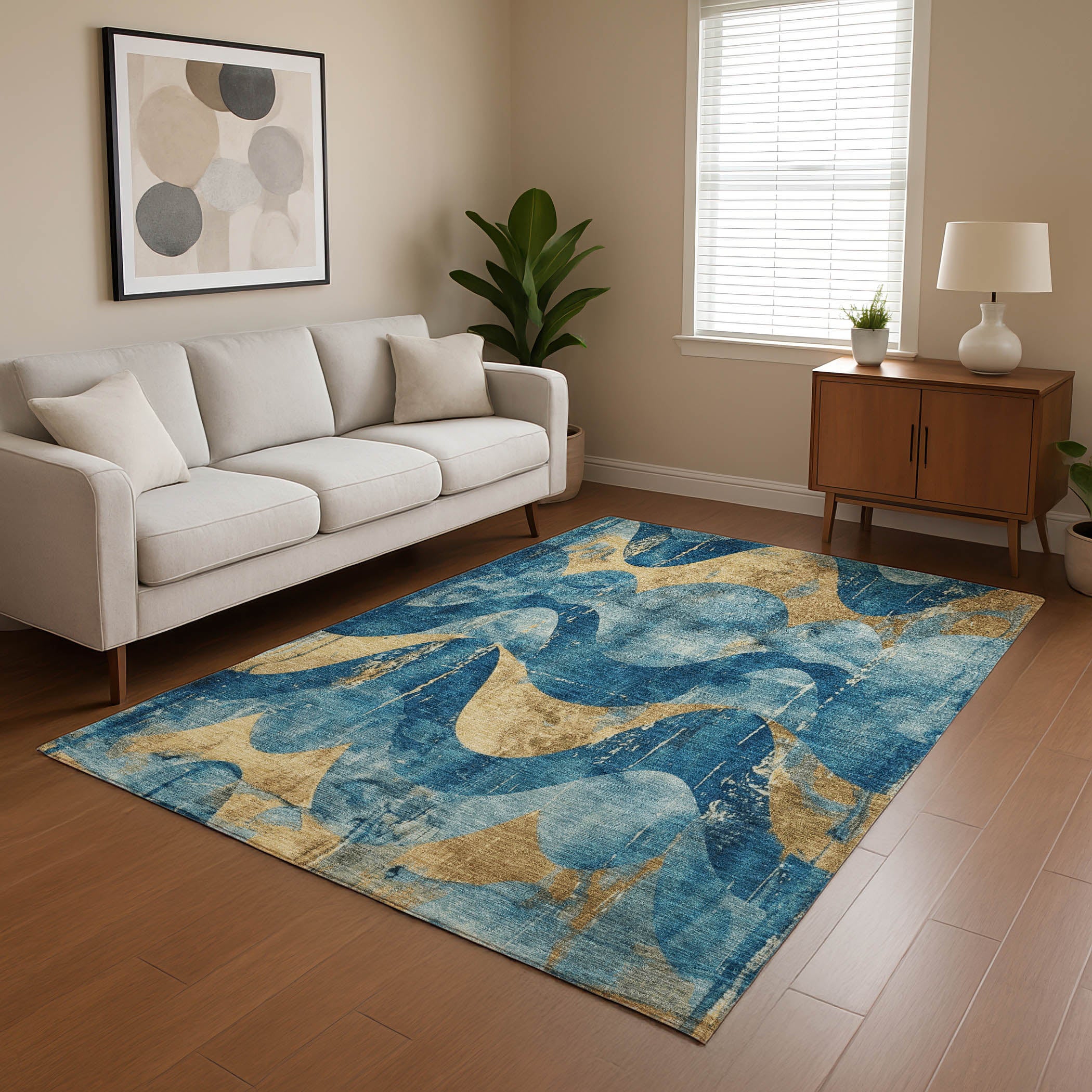 Sintra Machine Washable Transitional Teal Rug 2'6" x 3'10" #shape_Rectangle