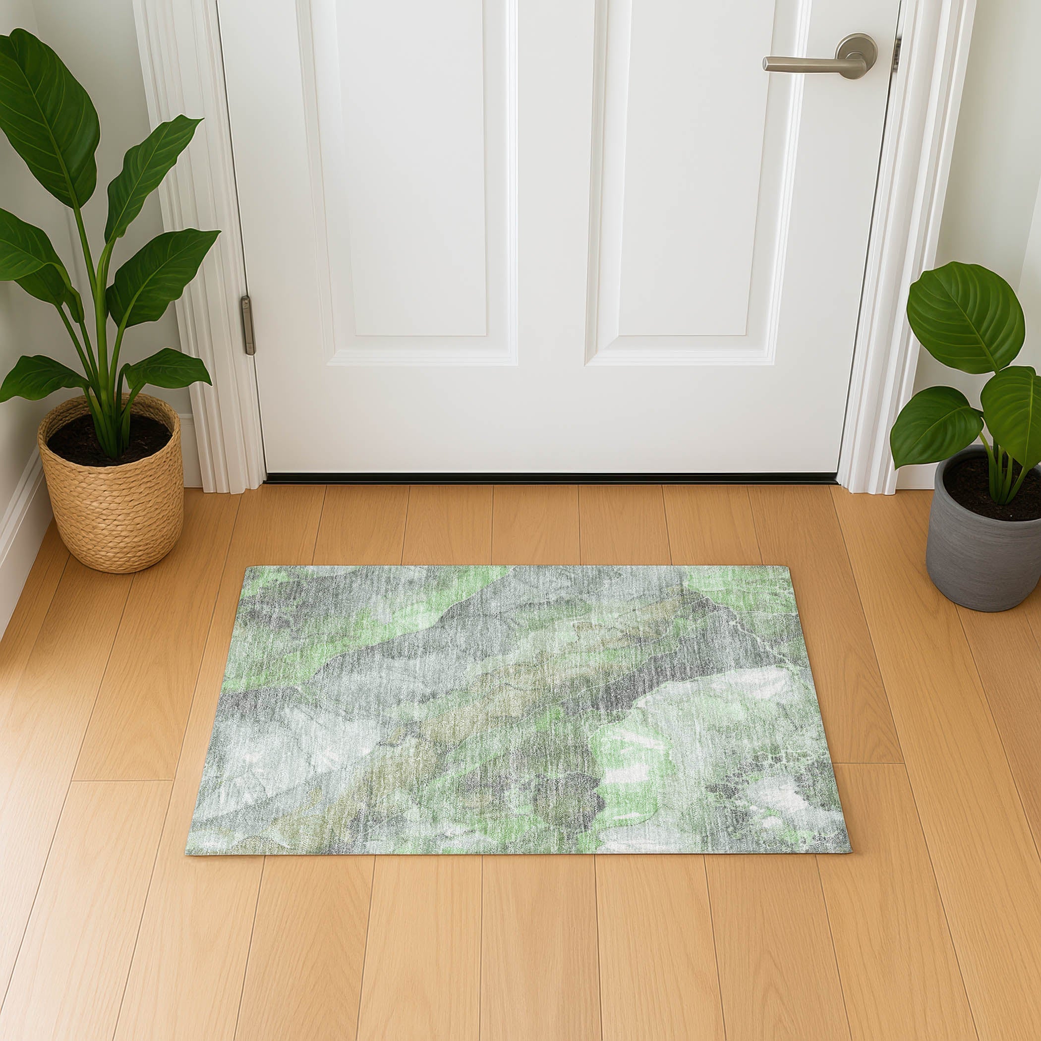 Lima Machine Washable Transitional Green Rug 1'8" x 2'6" #shape_Rectangle