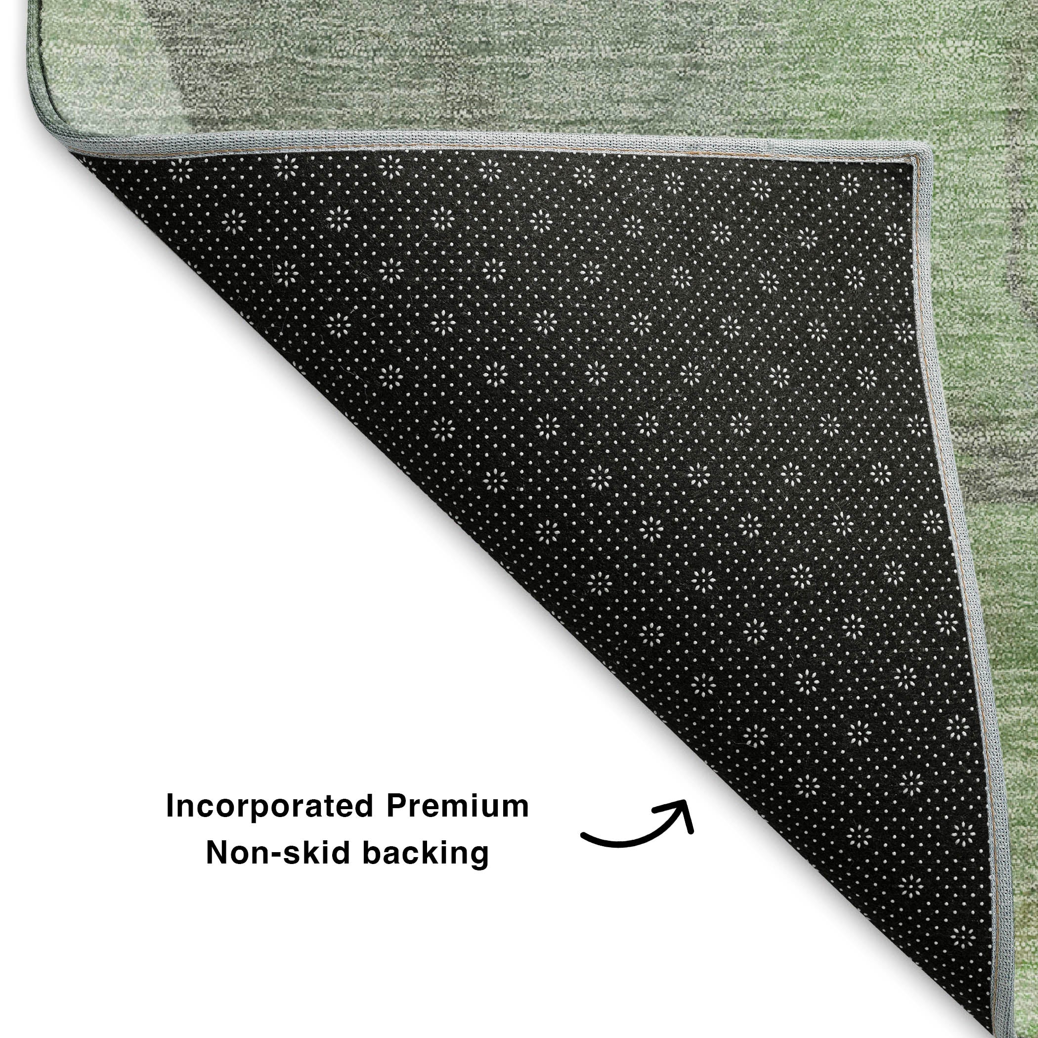 Lima Machine Washable Transitional Green Rug 1'8" x 2'6" #shape_Rectangle