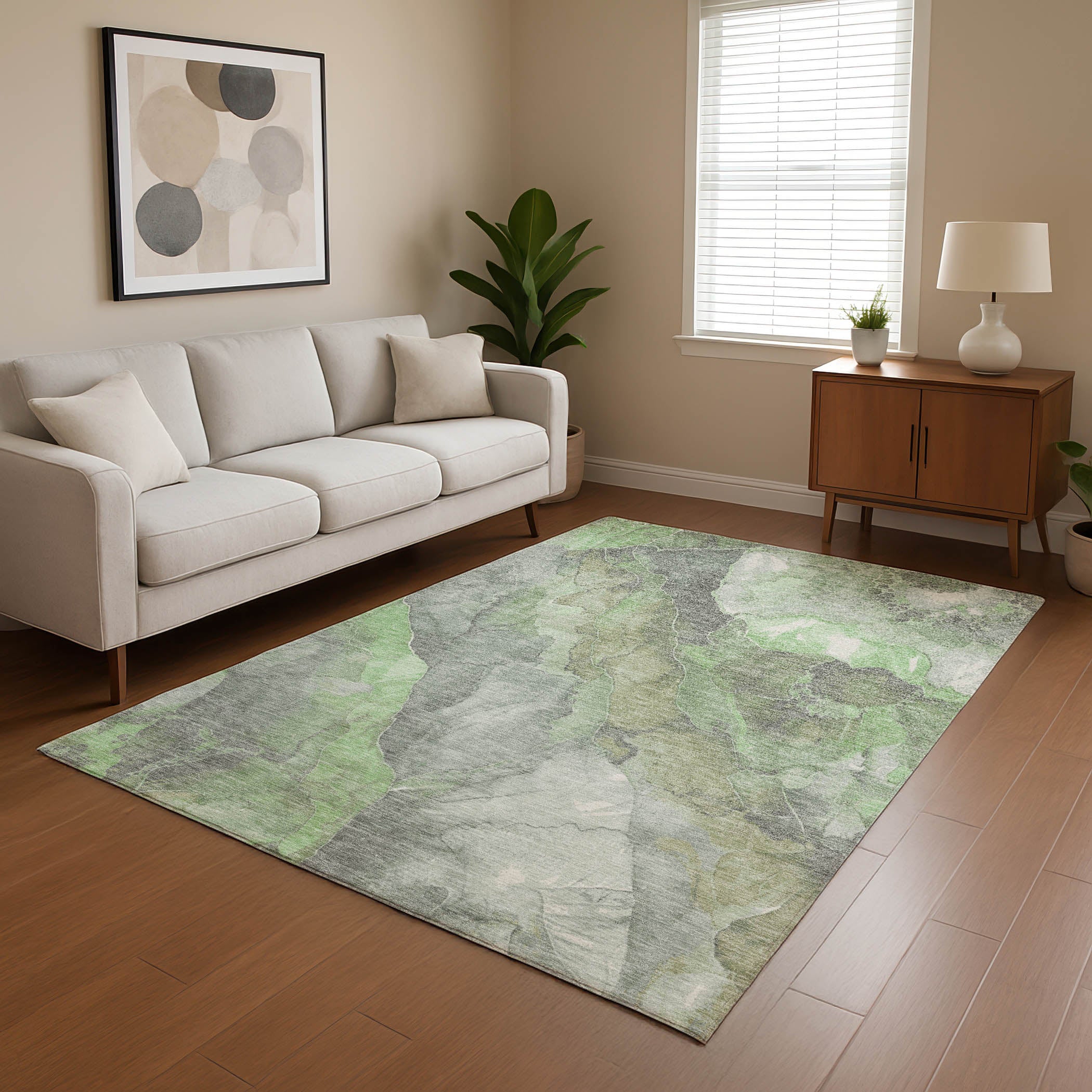 Lima Machine Washable Transitional Green Rug 2'6" x 3'10" #shape_Rectangle