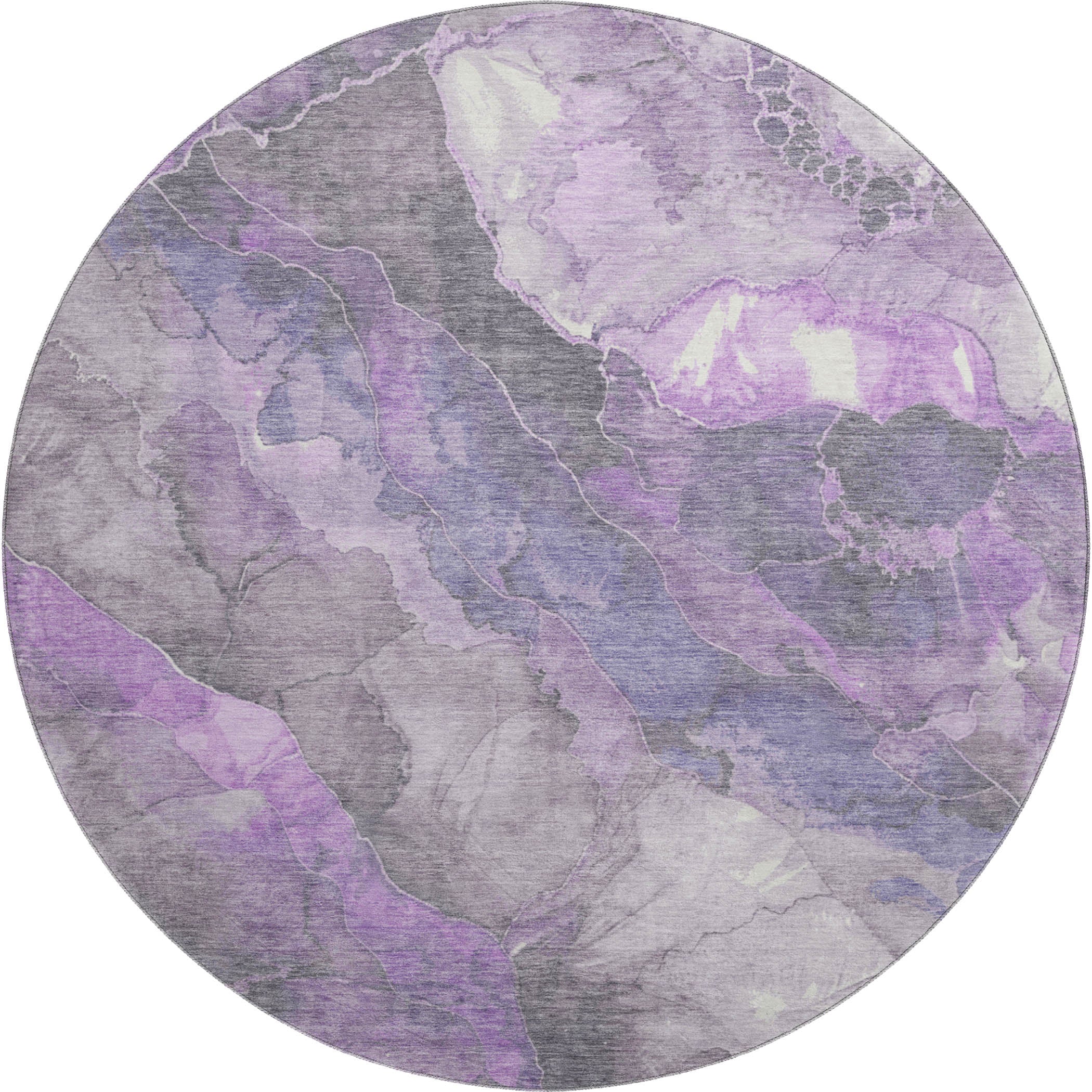 Lima Machine Washable Transitional Purple Rug 8' x 8' #shape_Round