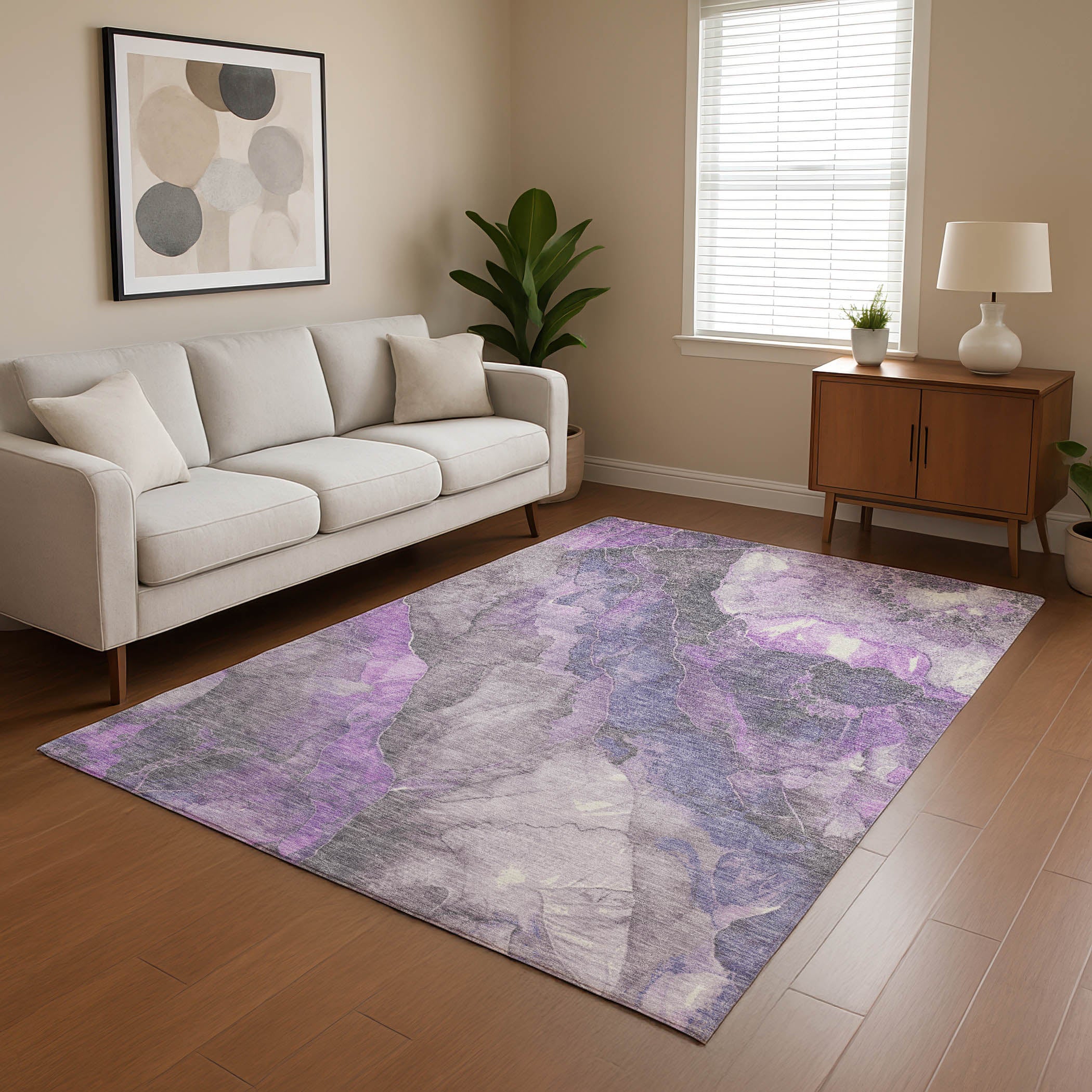 Lima Machine Washable Transitional Purple Rug 2'6" x 3'10" #shape_Rectangle
