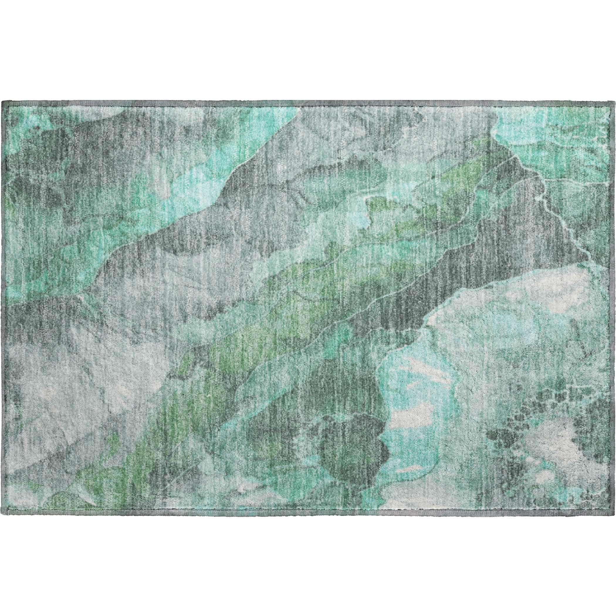 Lima Machine Washable Transitional Teal Rug 1'8" x 2'6" #shape_Rectangle