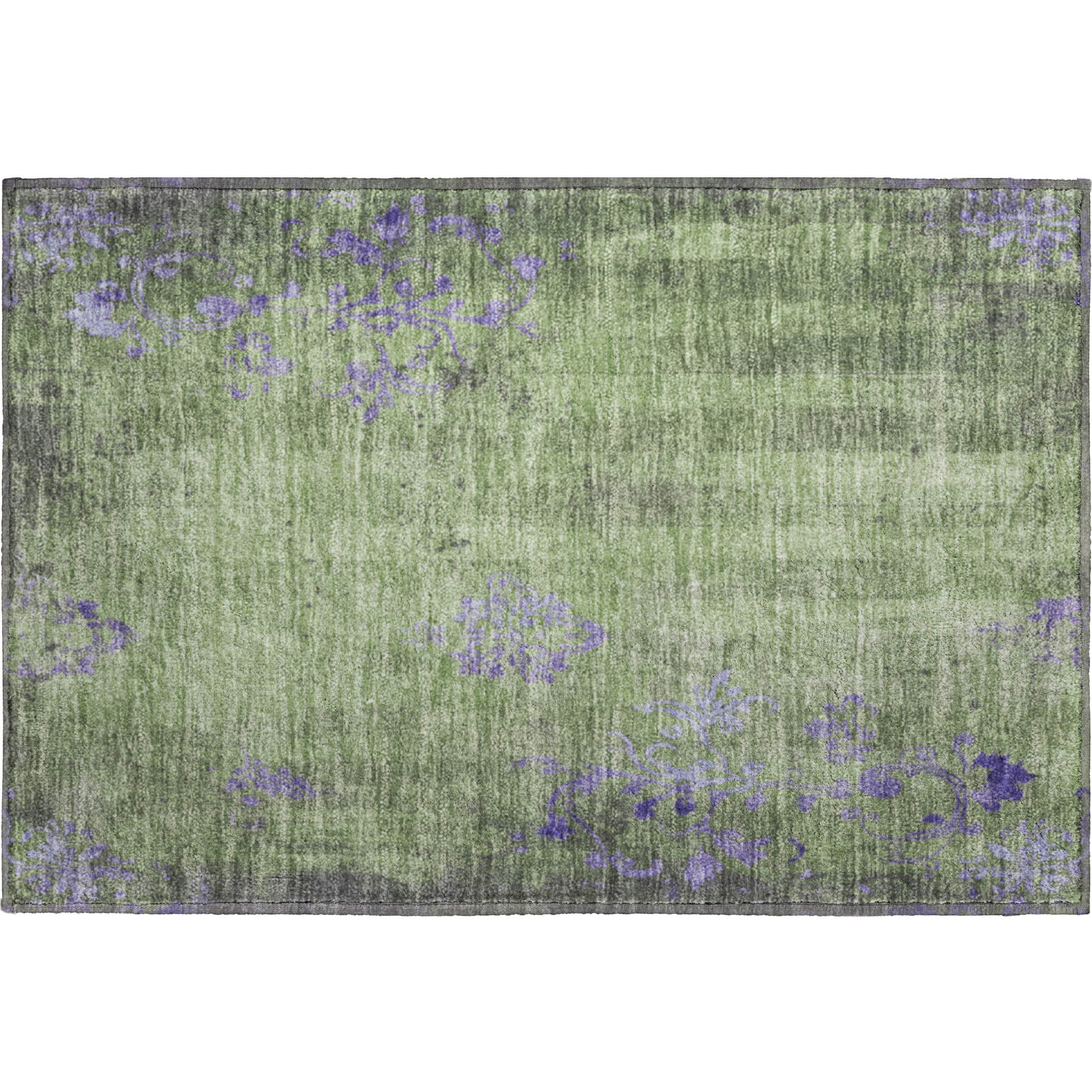 Queenstown Machine Washable Transitional Aloe Green Rug 1'8" x 2'6" #shape_Rectangle