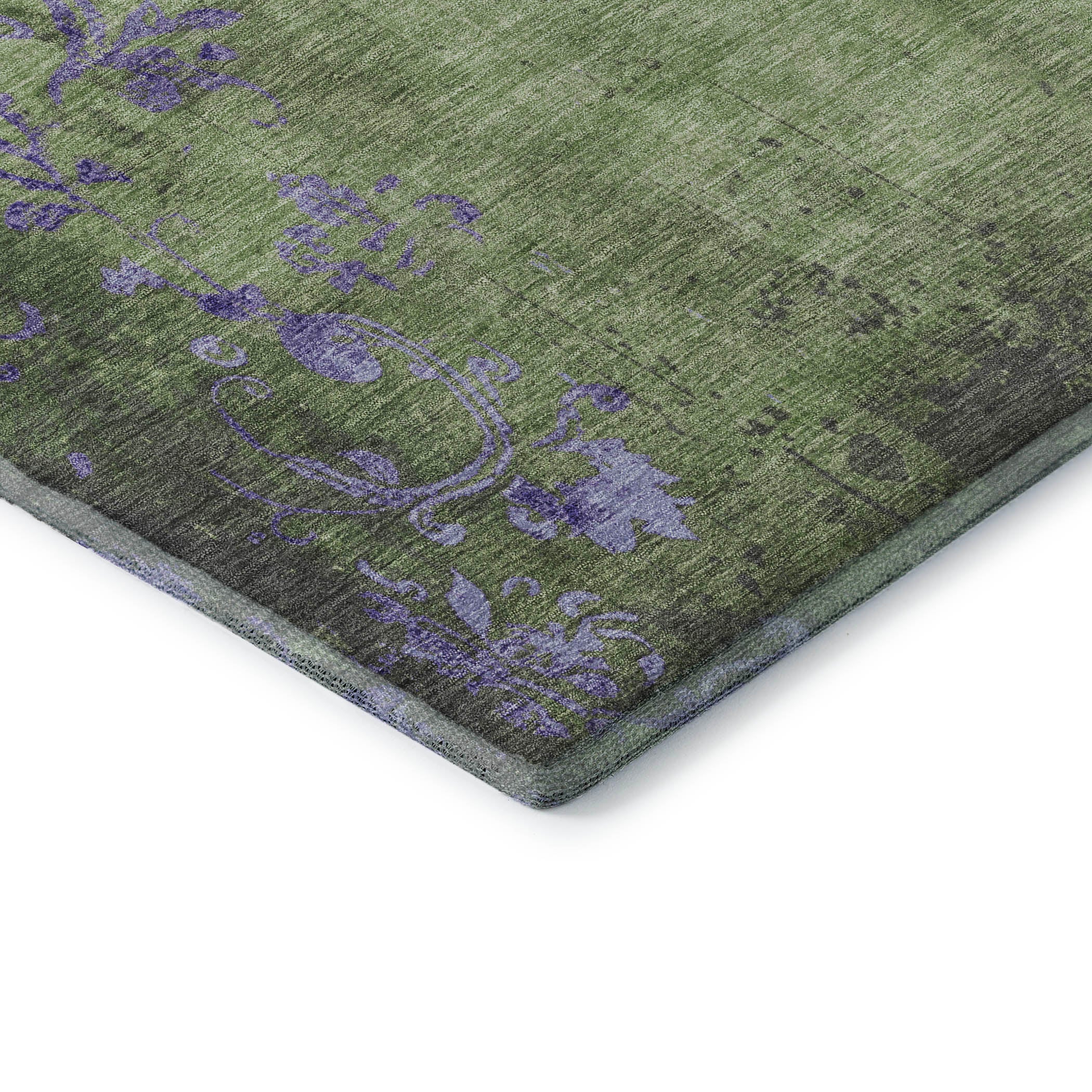 Queenstown Machine Washable Transitional Aloe Green Rug 1'8" x 2'6" #shape_Rectangle