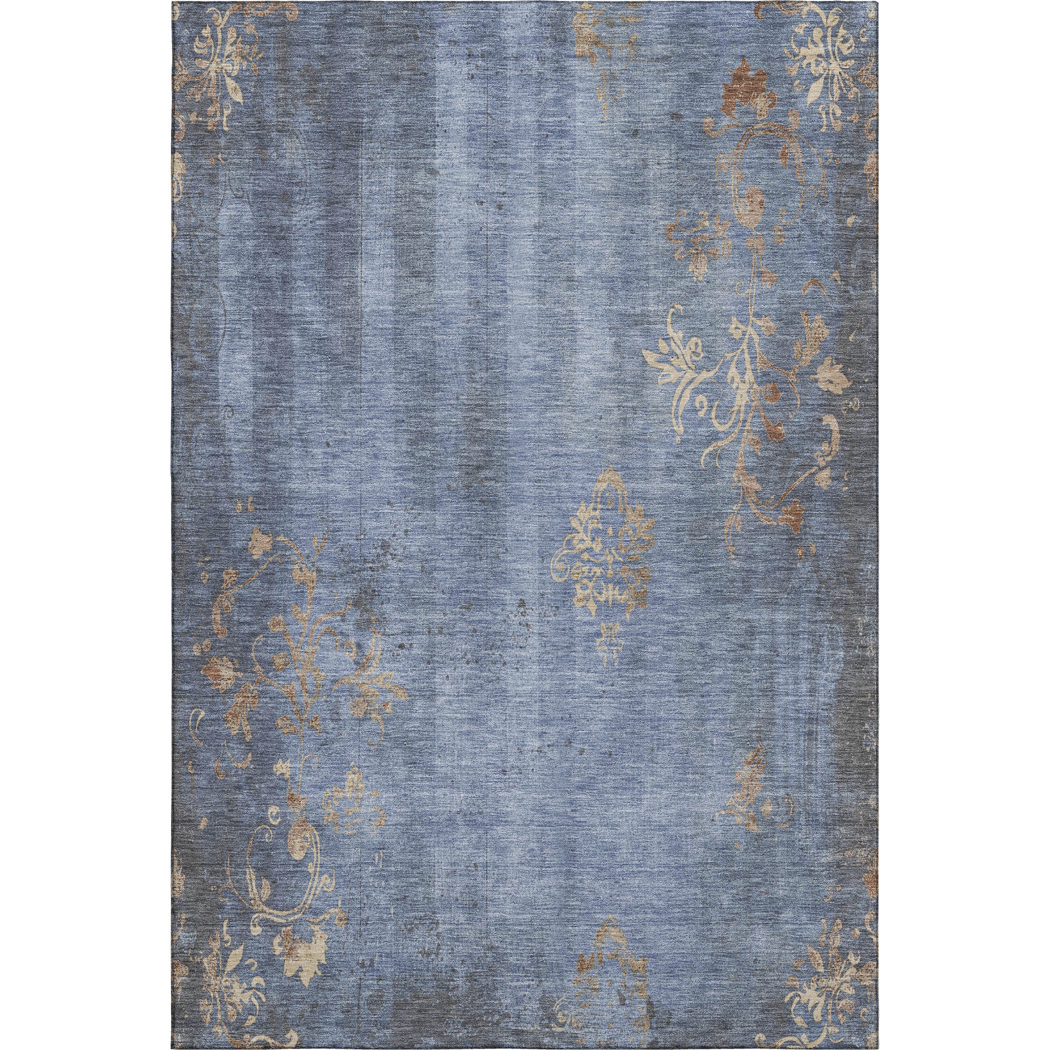 Queenstown Machine Washable Transitional Denim Blue Rug 2'6" x 3'10" #shape_Rectangle