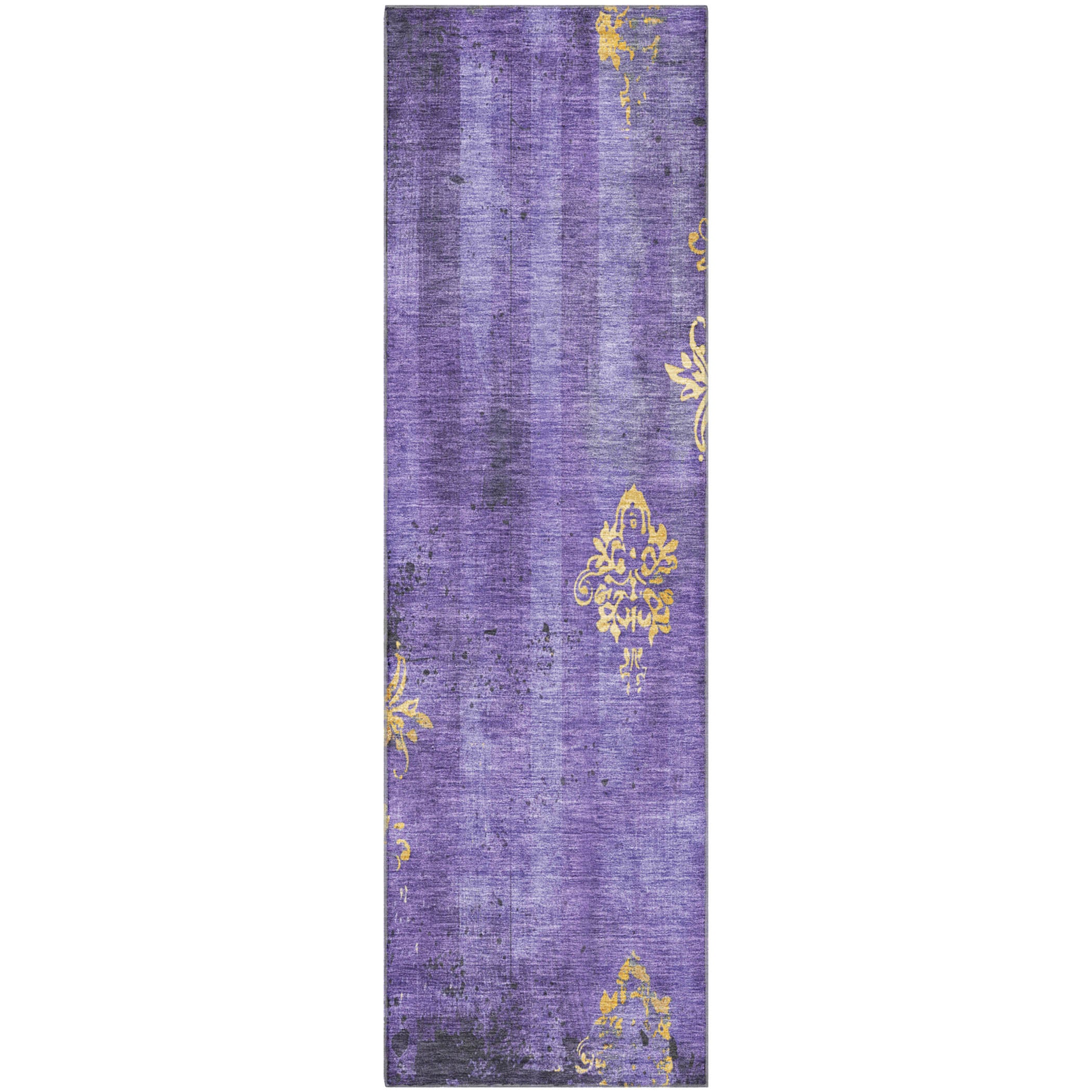 Queenstown Machine Washable Transitional Purple Rug 2'3" x 7'6" #shape_Runner