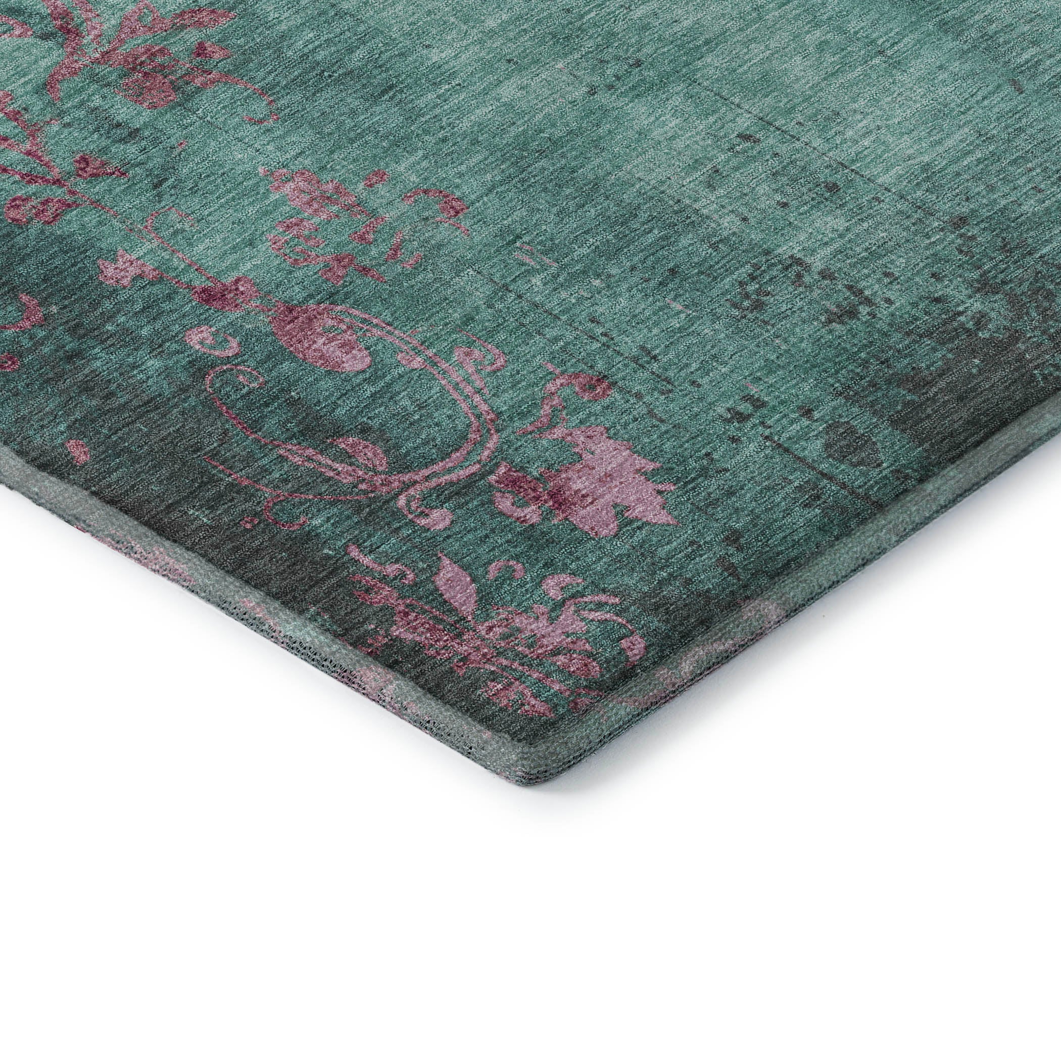 Queenstown Machine Washable Transitional Seafoam Blue Rug 1'8" x 2'6" #shape_Rectangle