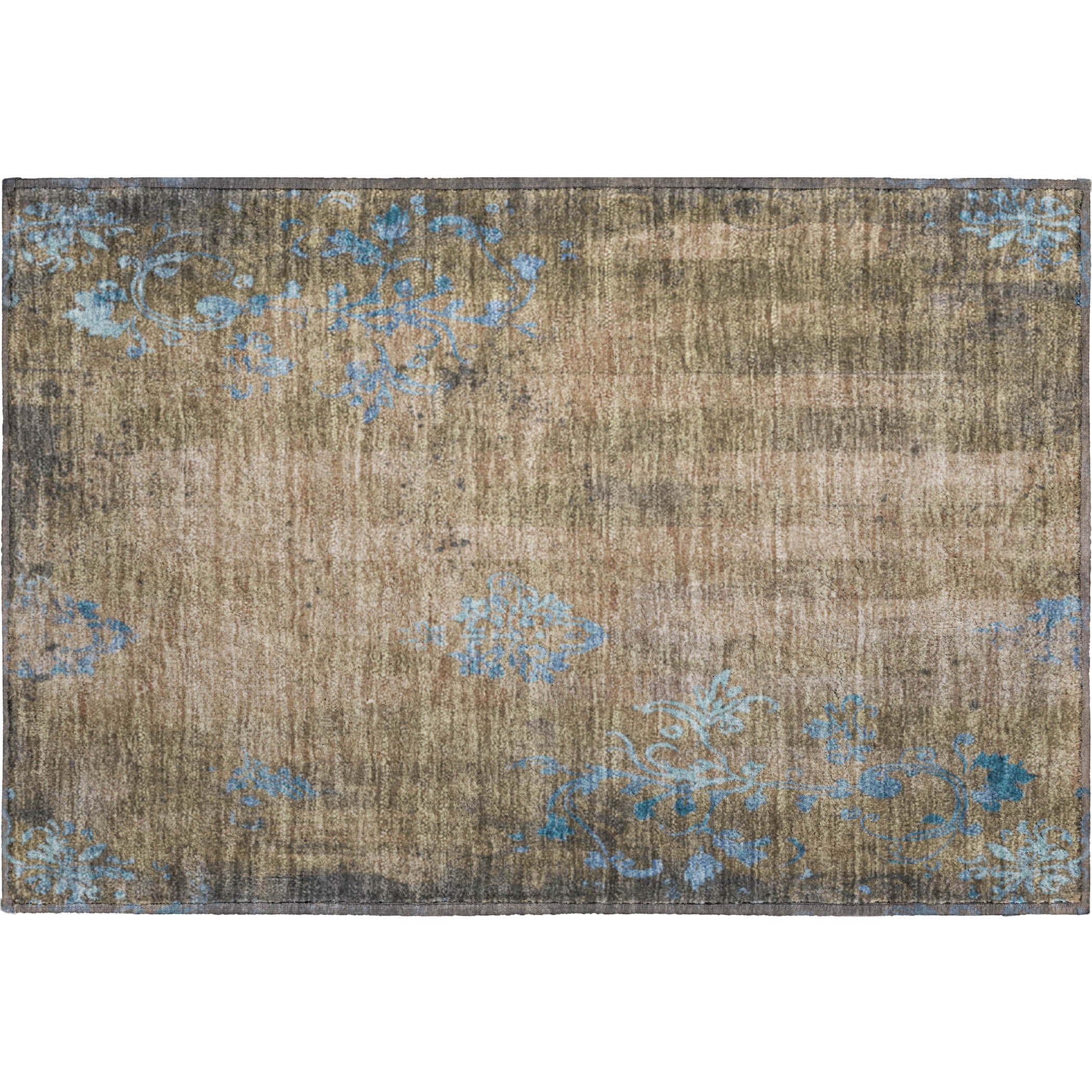 Queenstown Machine Washable Transitional Taupe Brown Rug 1'8" x 2'6" #shape_Rectangle