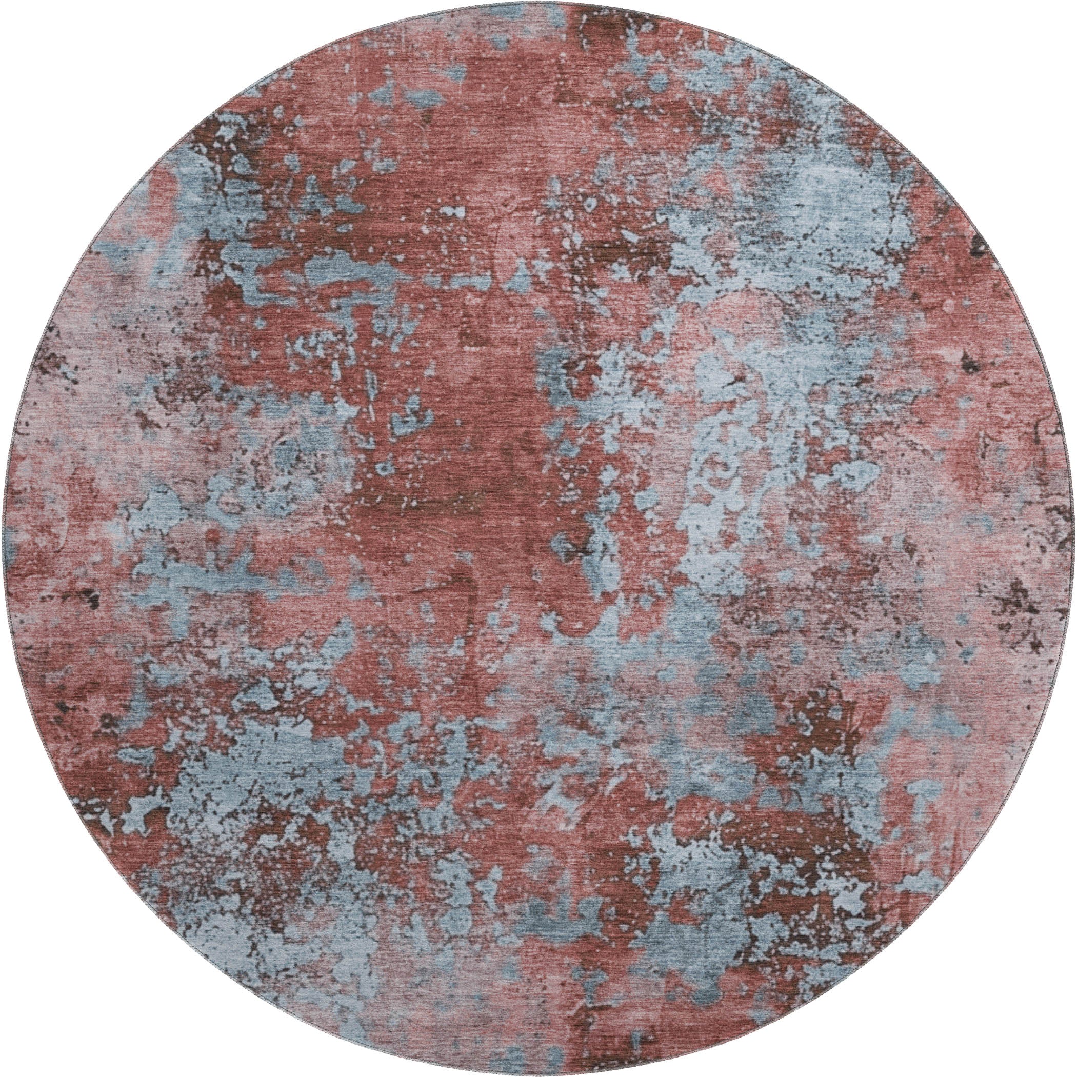 Salzburg Machine Washable Transitional Coral Orange Rug 8' x 8' #shape_Round