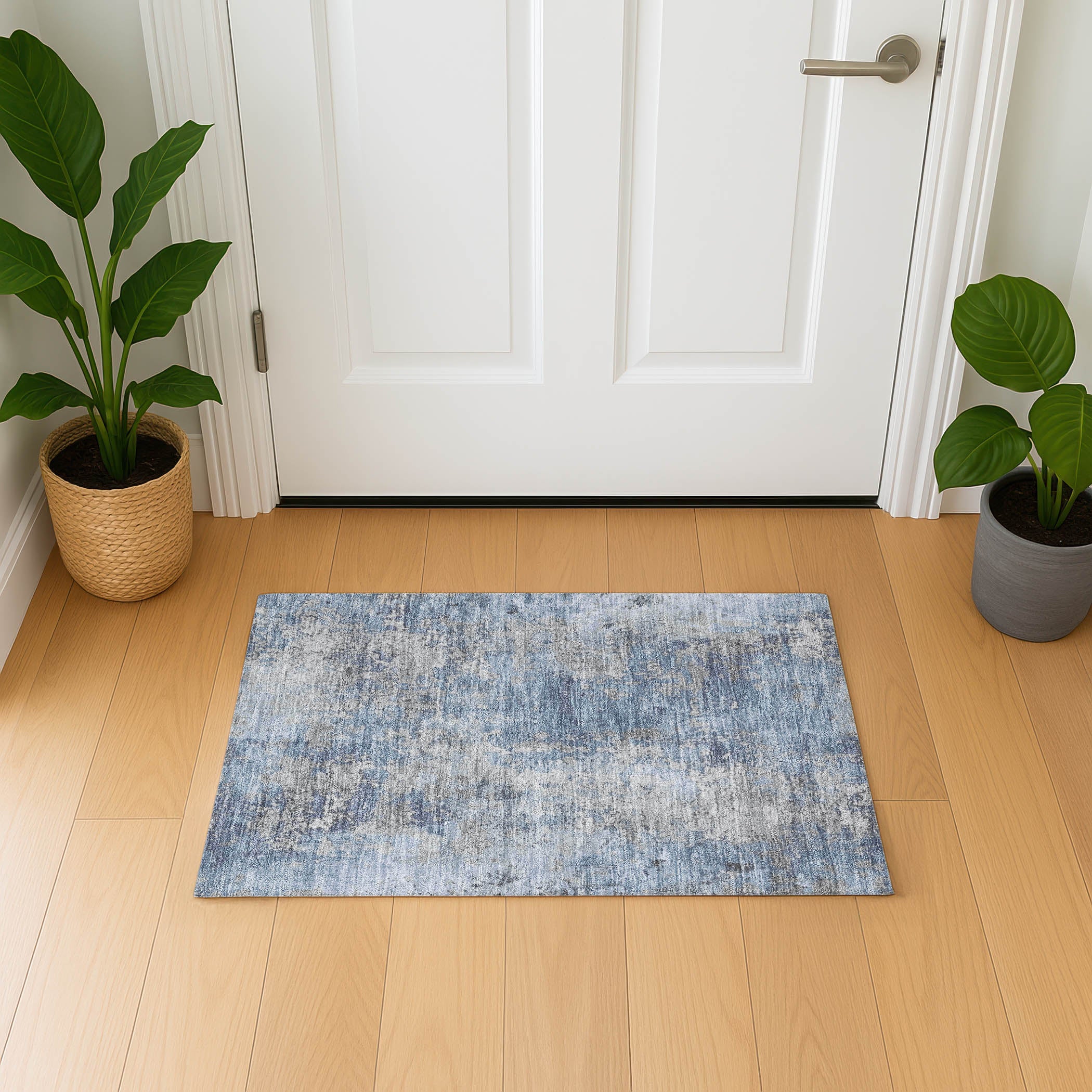Salzburg Machine Washable Transitional Denim Blue Rug 1'8" x 2'6" #shape_Rectangle