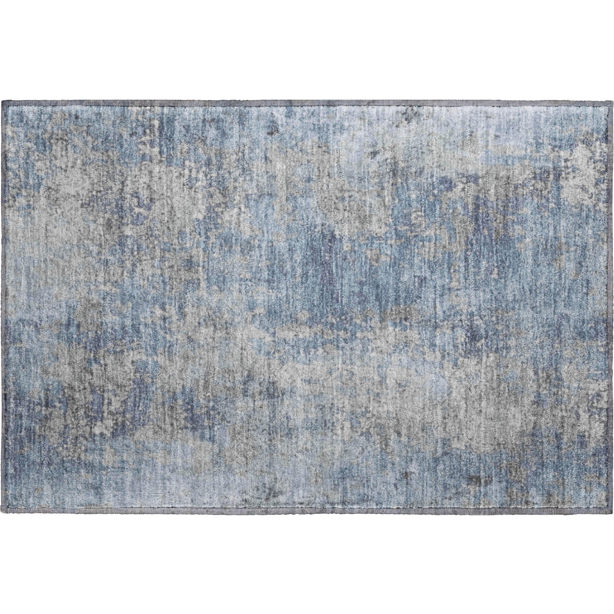 Salzburg Machine Washable Transitional Denim Blue Rug 1'8" x 2'6" #shape_Rectangle