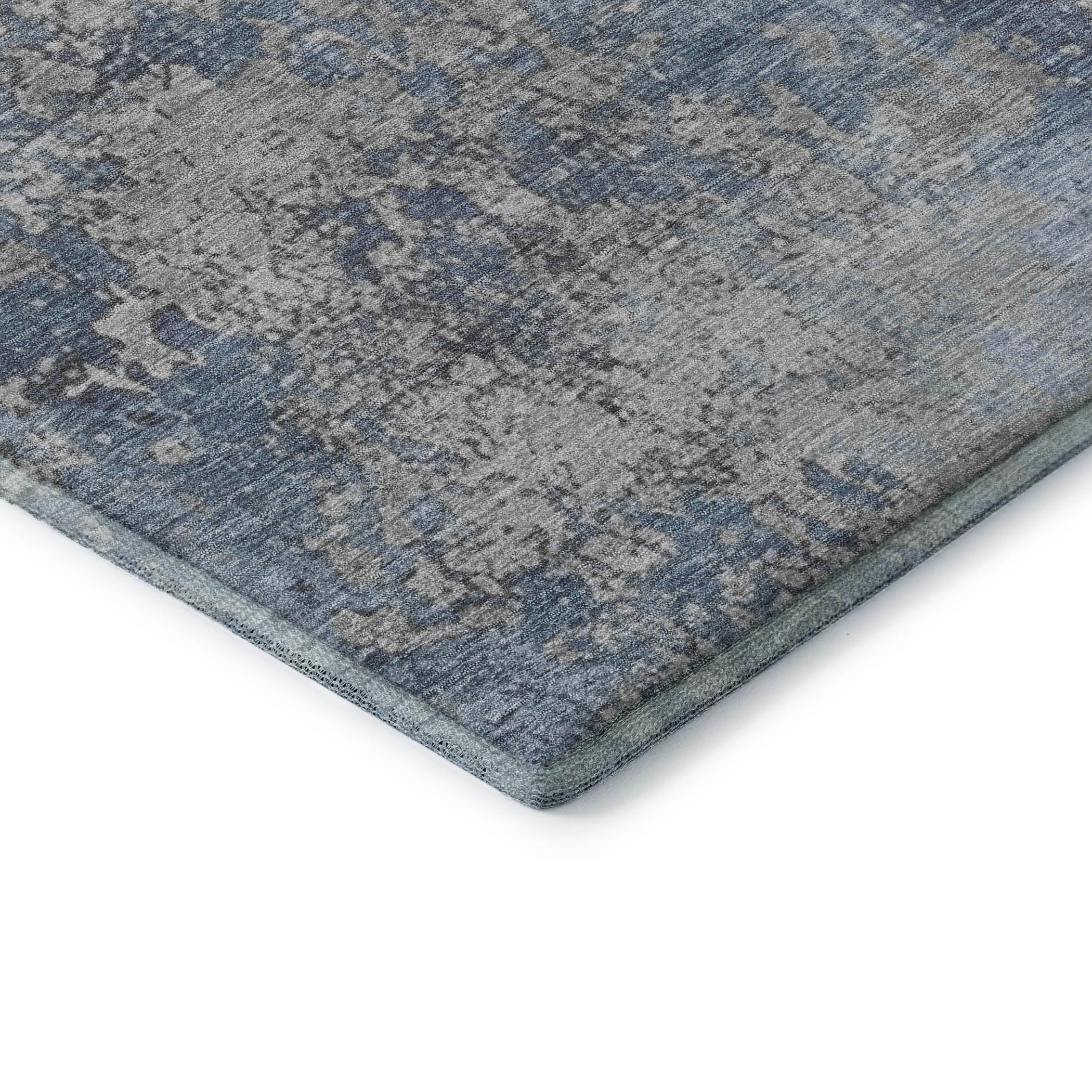 Salzburg Machine Washable Transitional Denim Blue Rug 1'8" x 2'6" #shape_Rectangle