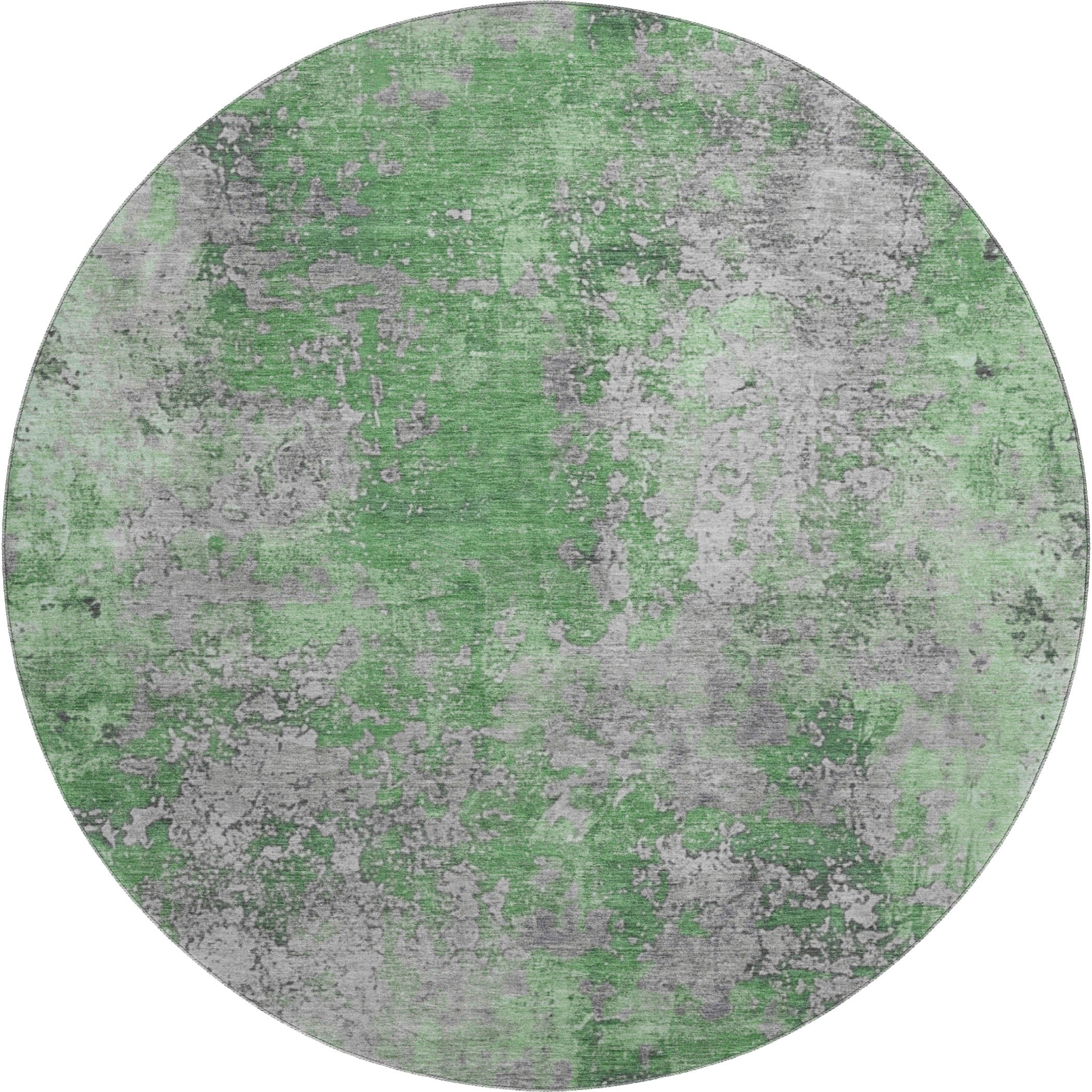 Salzburg Machine Washable Transitional Green Rug 8' x 8' #shape_Round