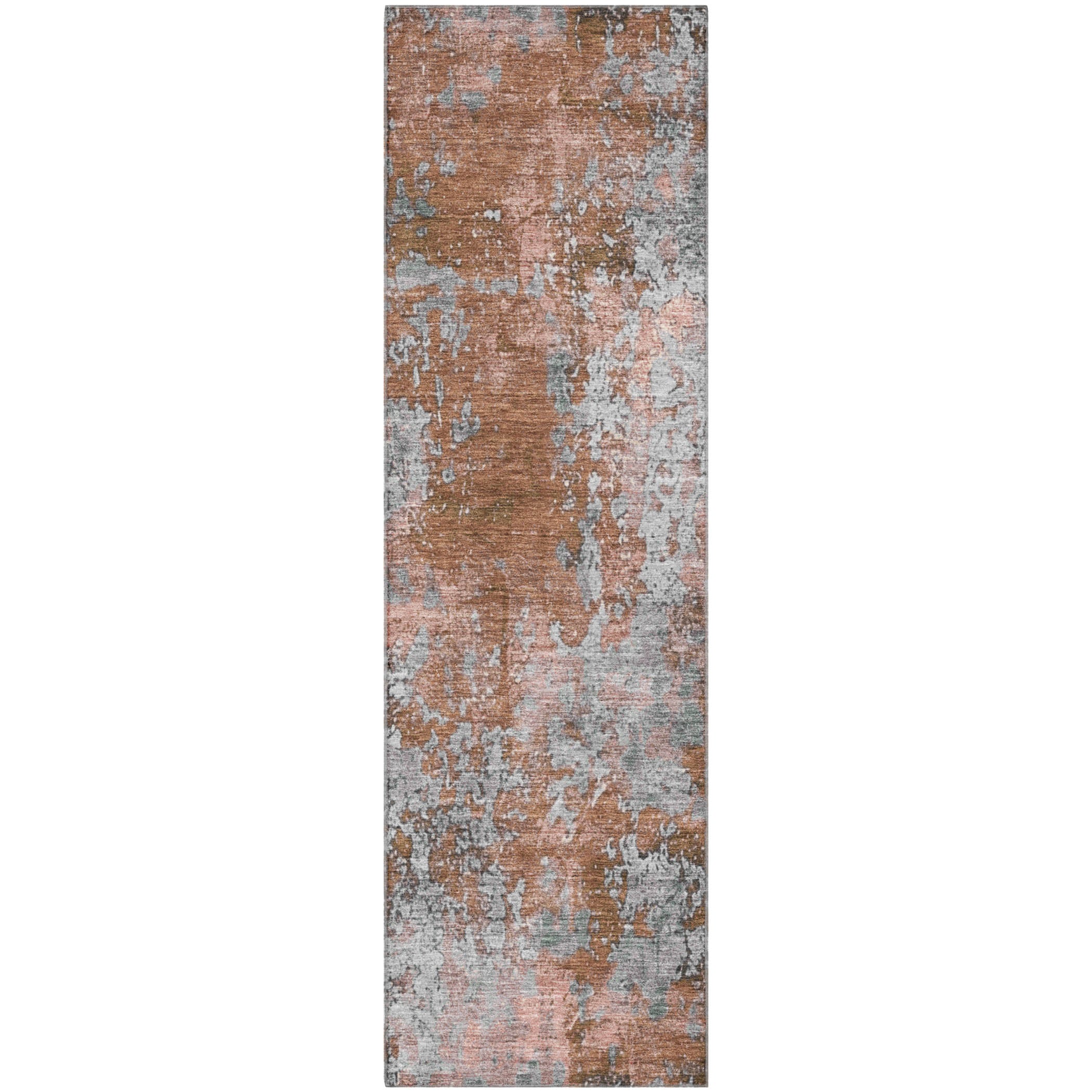 Salzburg Machine Washable Transitional Paprika Orange Rug 2'3" x 7'6" #shape_Runner