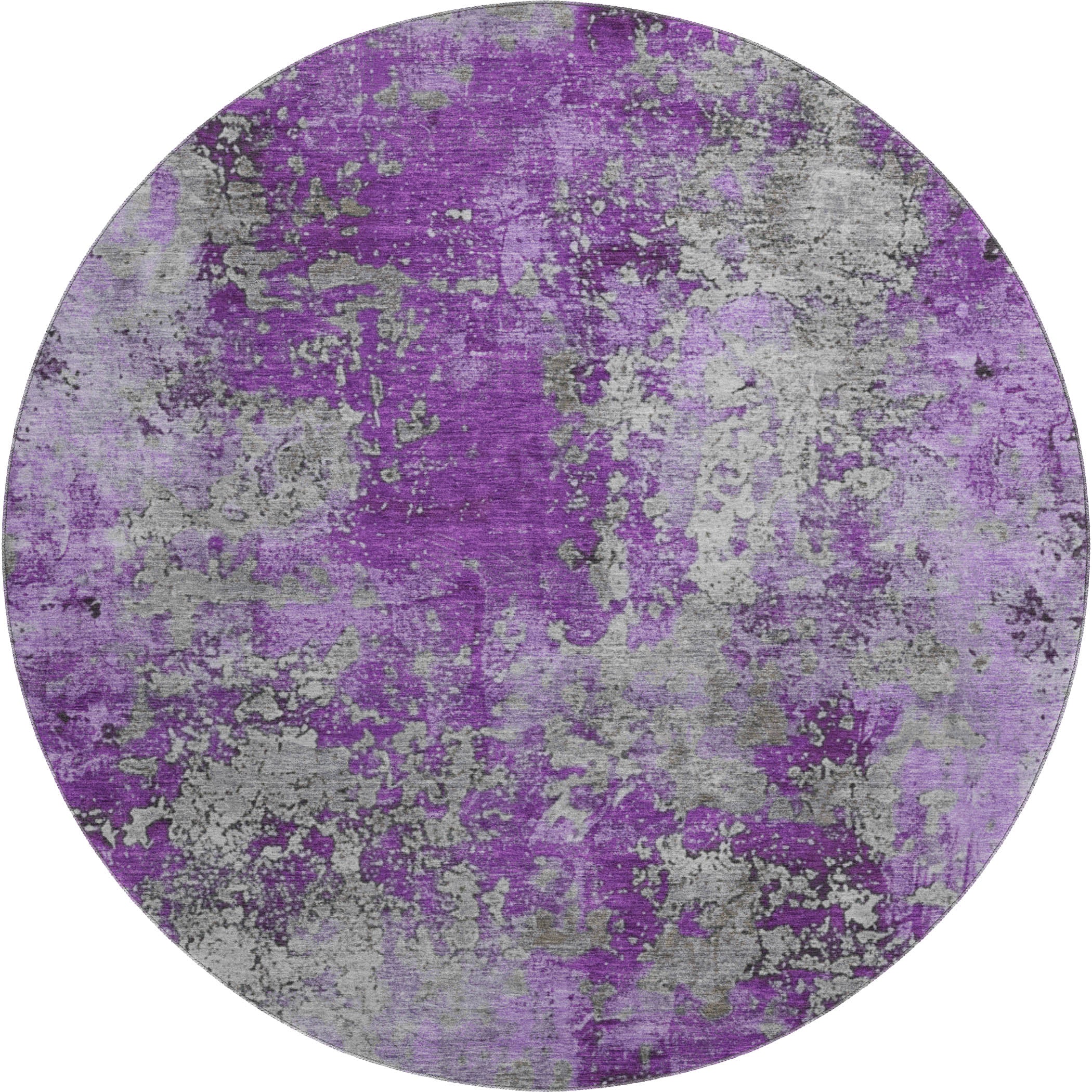 Salzburg Machine Washable Transitional Purple Rug 8' x 8' #shape_Round