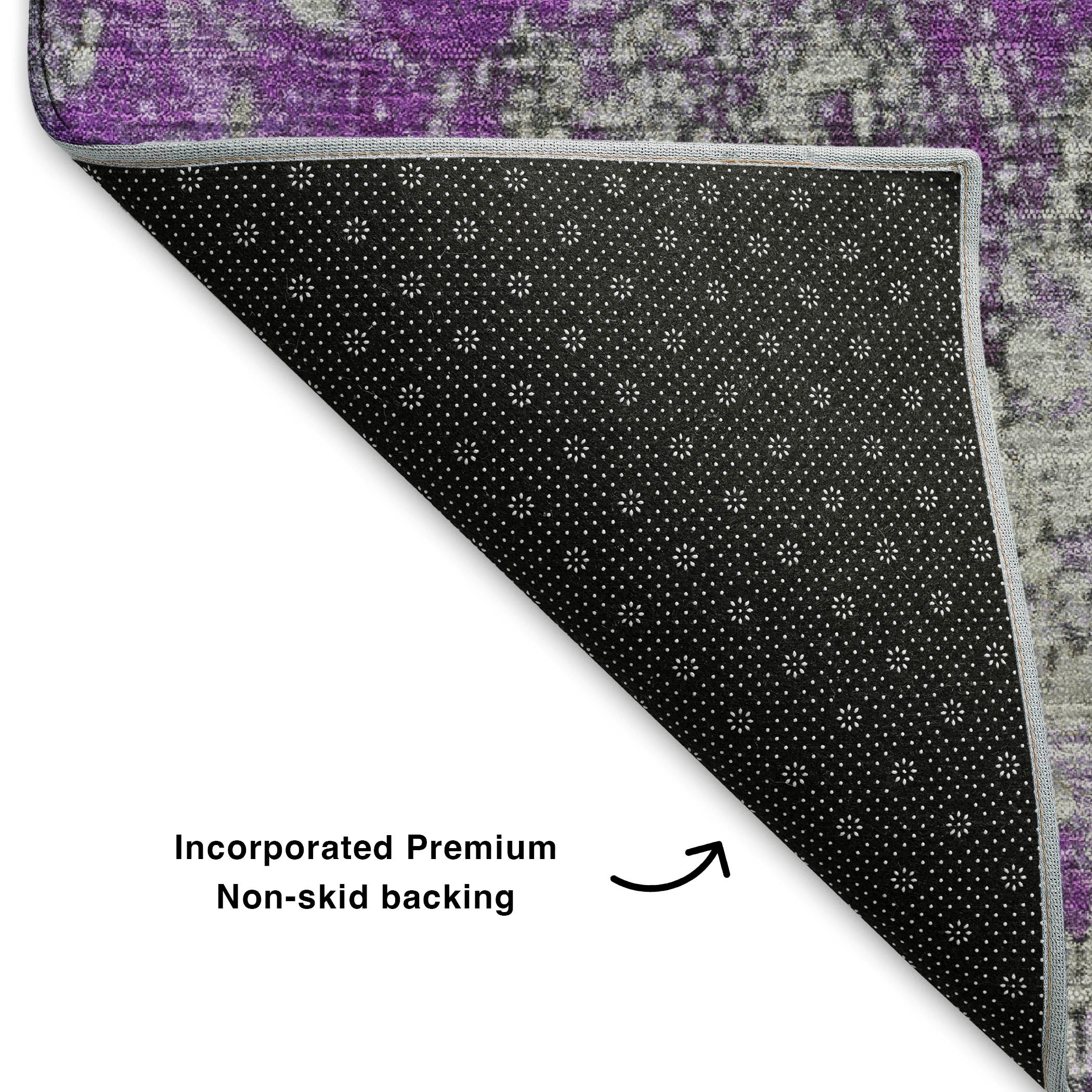 Salzburg Machine Washable Transitional Purple Rug 1'8" x 2'6" #shape_Rectangle