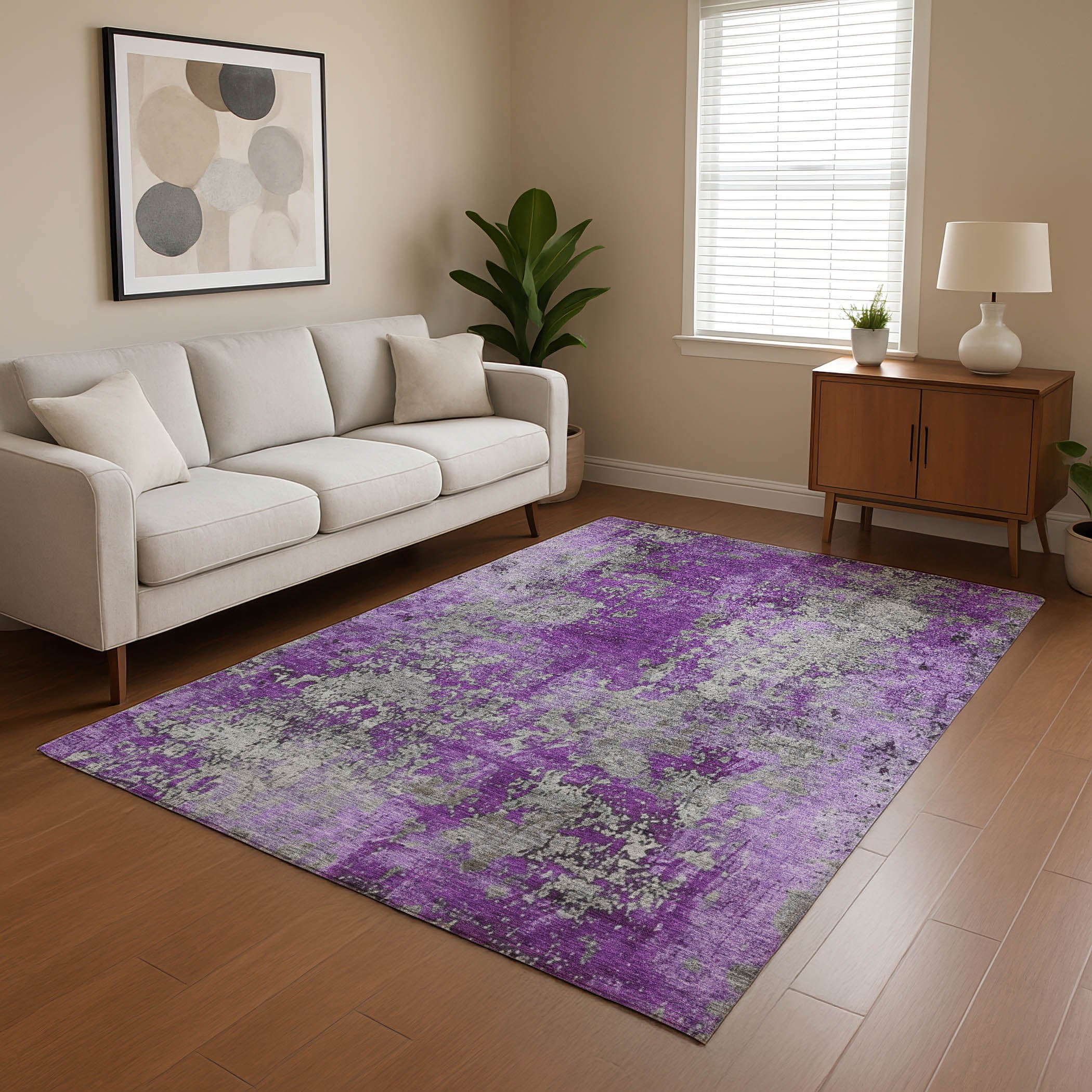 Salzburg Machine Washable Transitional Purple Rug 2'6" x 3'10" #shape_Rectangle